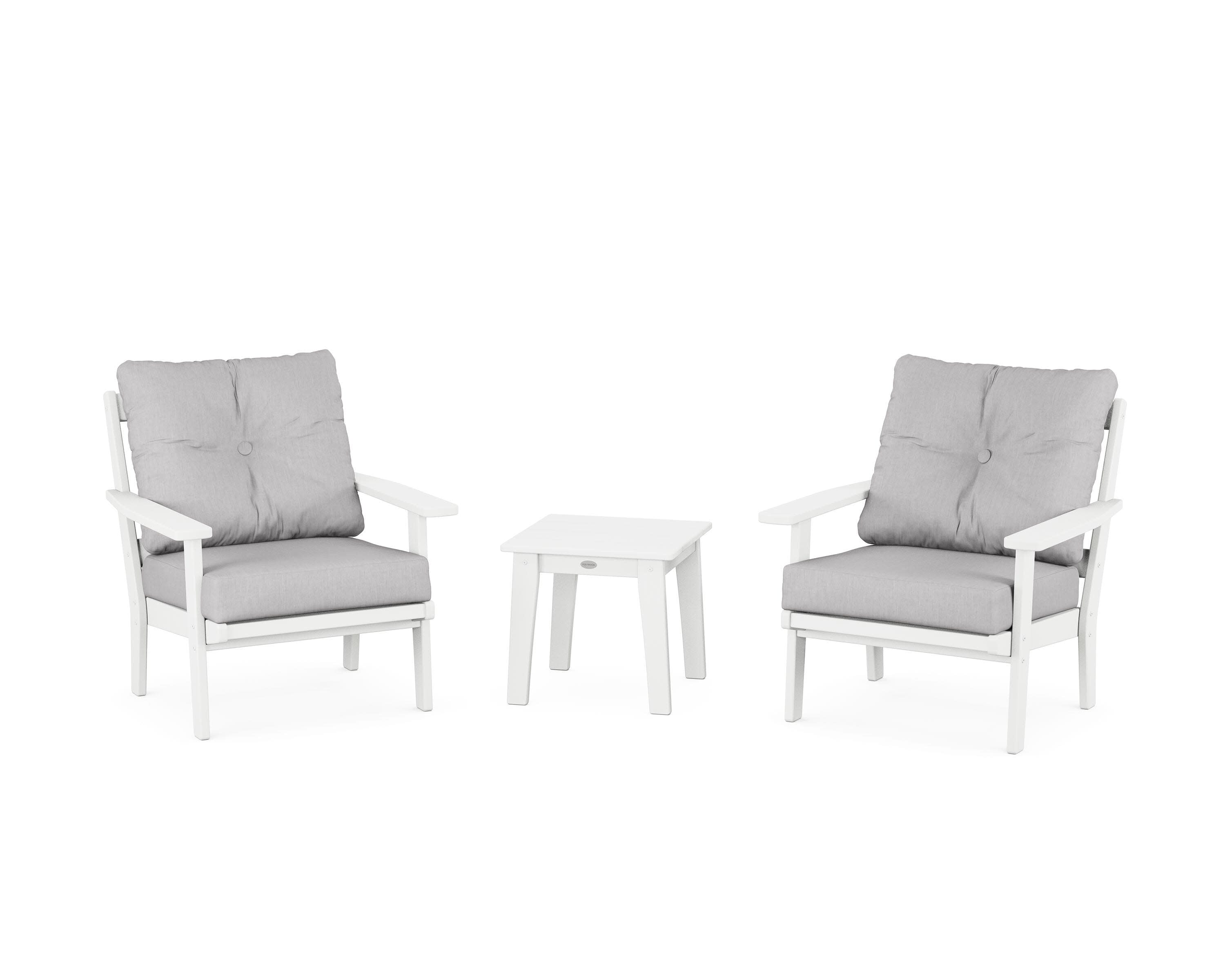 Prairie 3-Piece Deep Seating Set in White / Granite