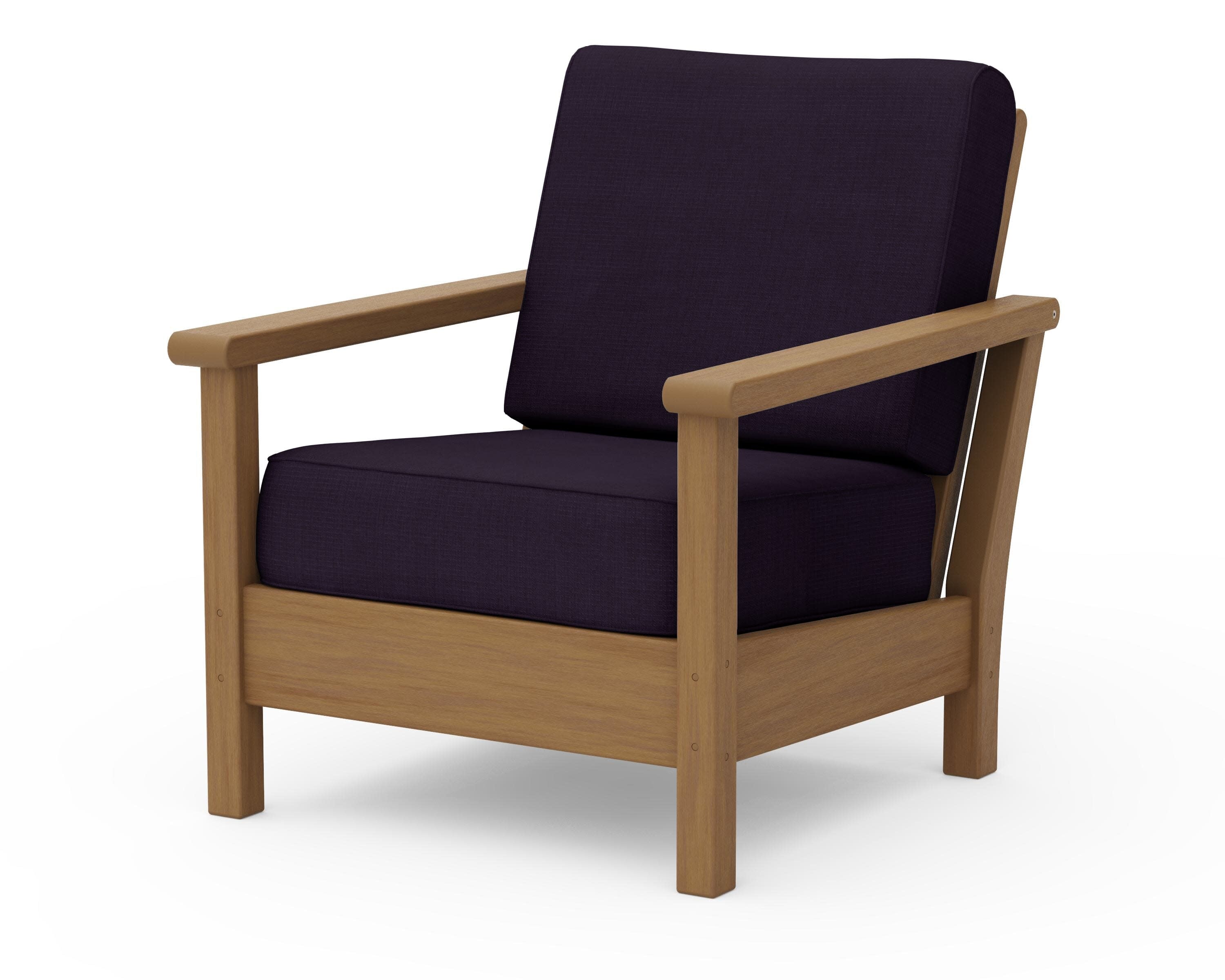 Harbour Deep Seating Chair in Natural / Navy Linen