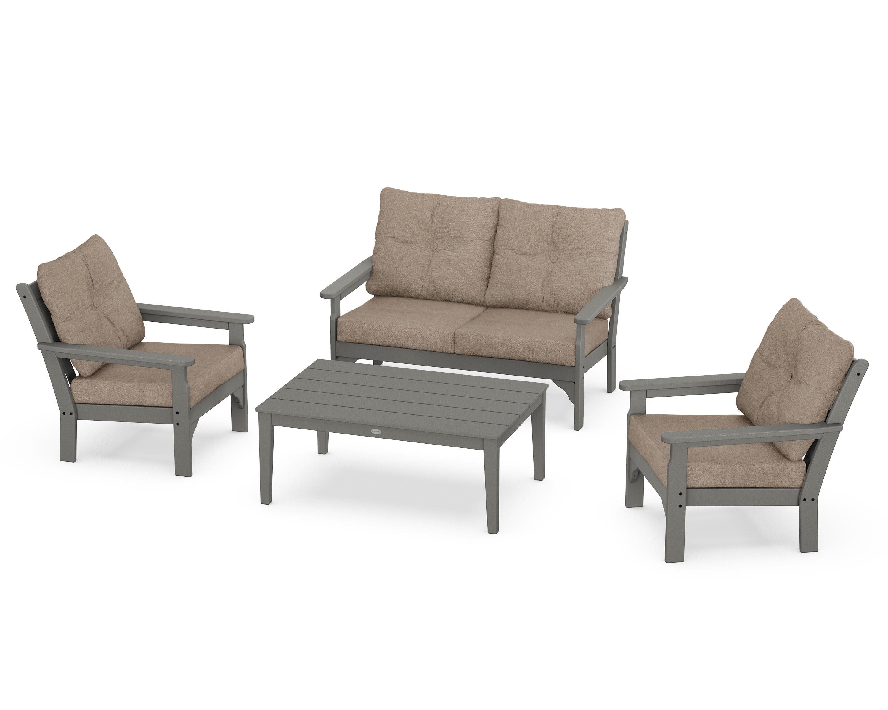 Vineyard 4-Piece Deep Seating Set in Slate Grey / Spiced Burlap