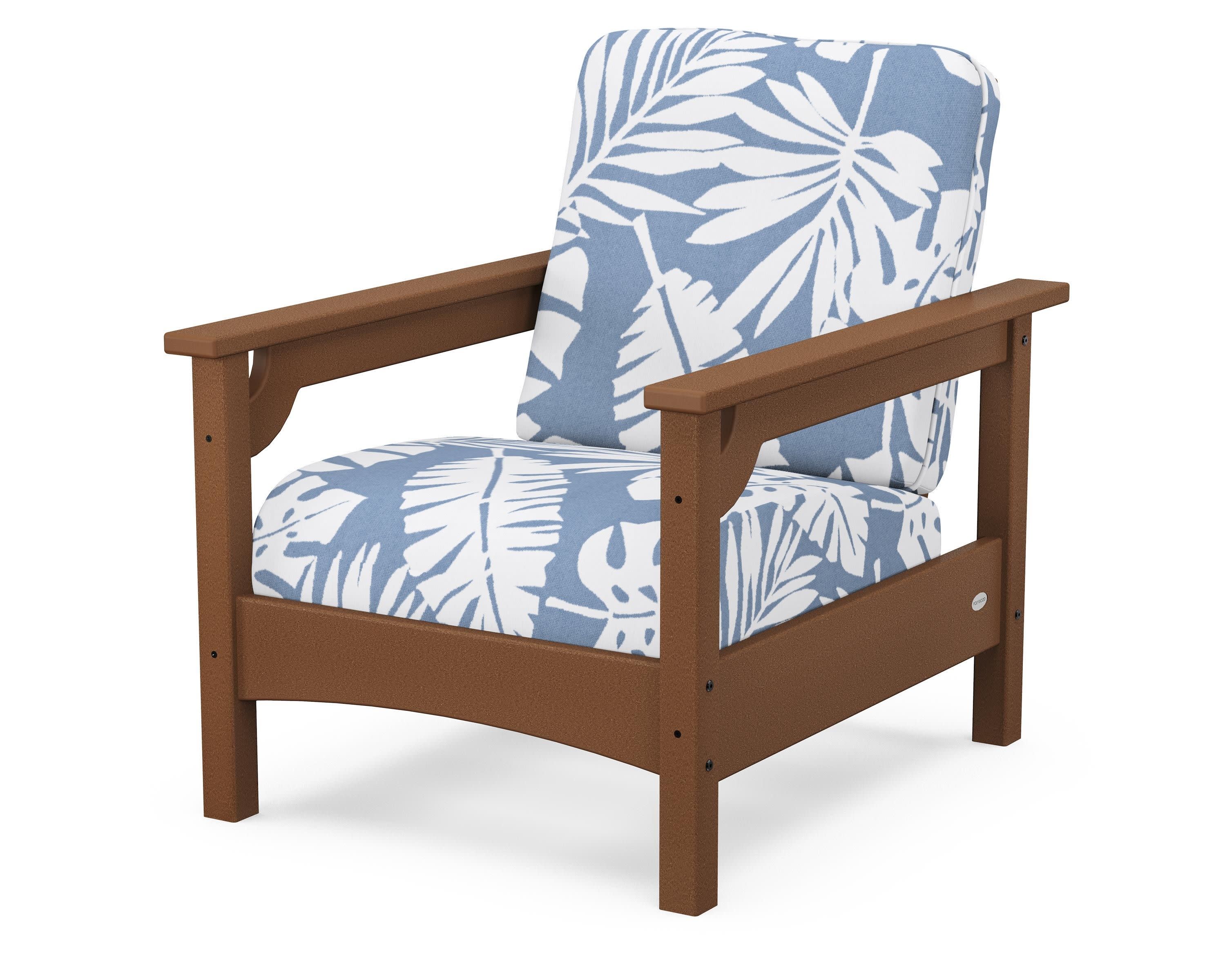 Club Chair in Teak / Leaf Sky Blue