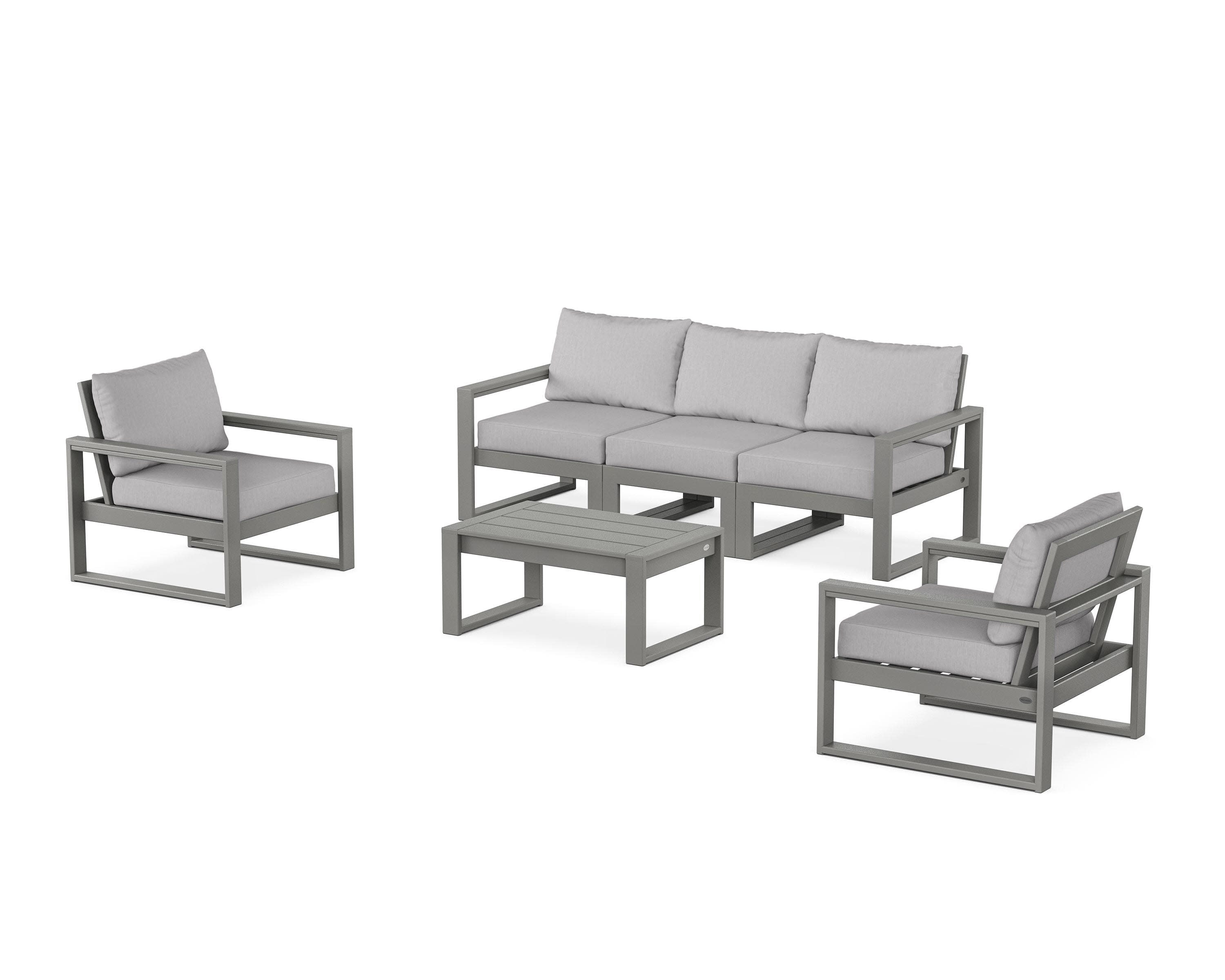 EDGE Sectional 4-Piece Deep Seating Set with Sofa in Slate Grey / Granite