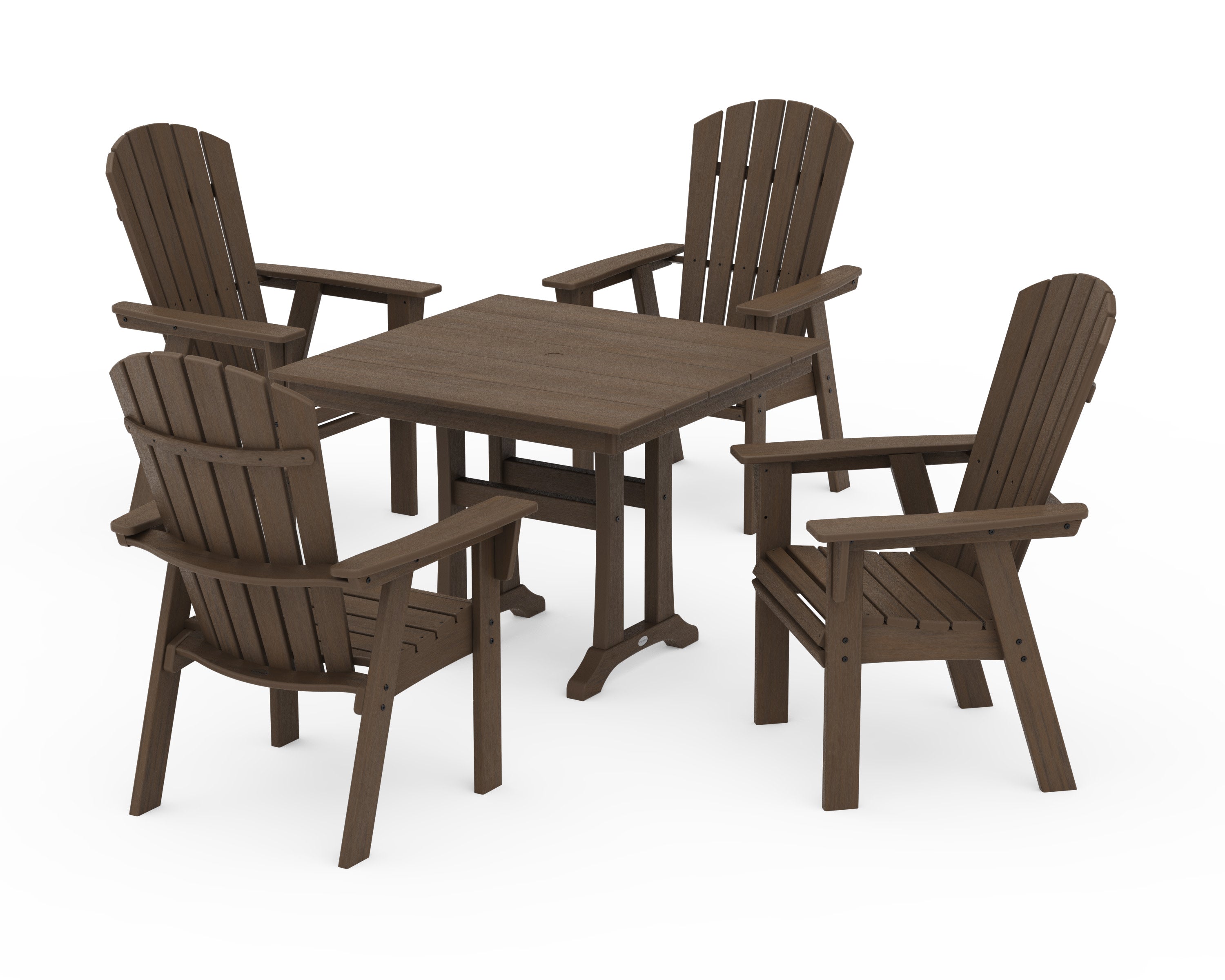 Nautical Adirondack 5-Piece Farmhouse Dining Set With Trestle Legs in Kona