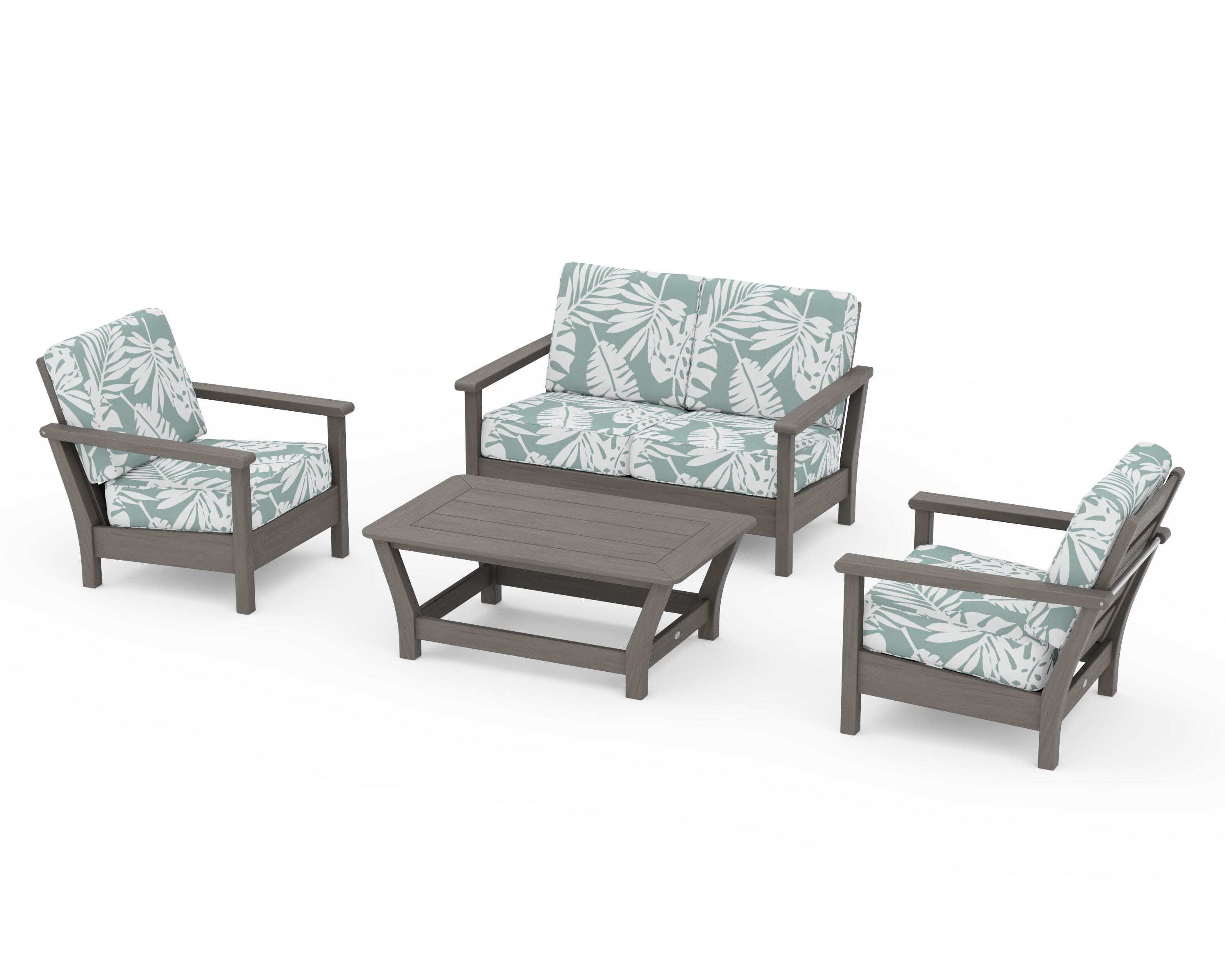 Harbour 4-Piece Deep Seating Set in Driftwood / Leaf Glacier Spa