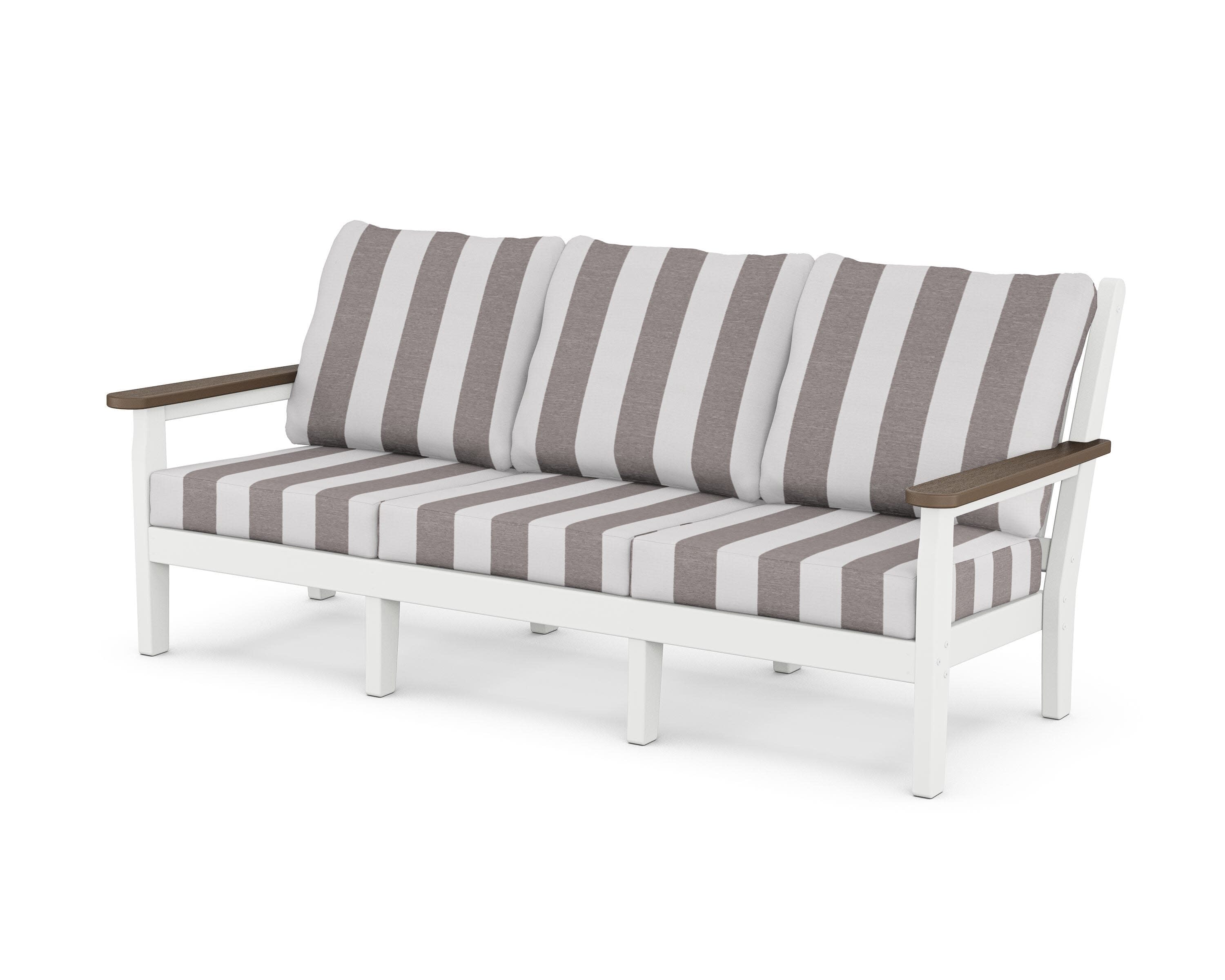 Chippendale Deep Seating Sofa in White / Kona / Cabana Stripe Grey Mist
