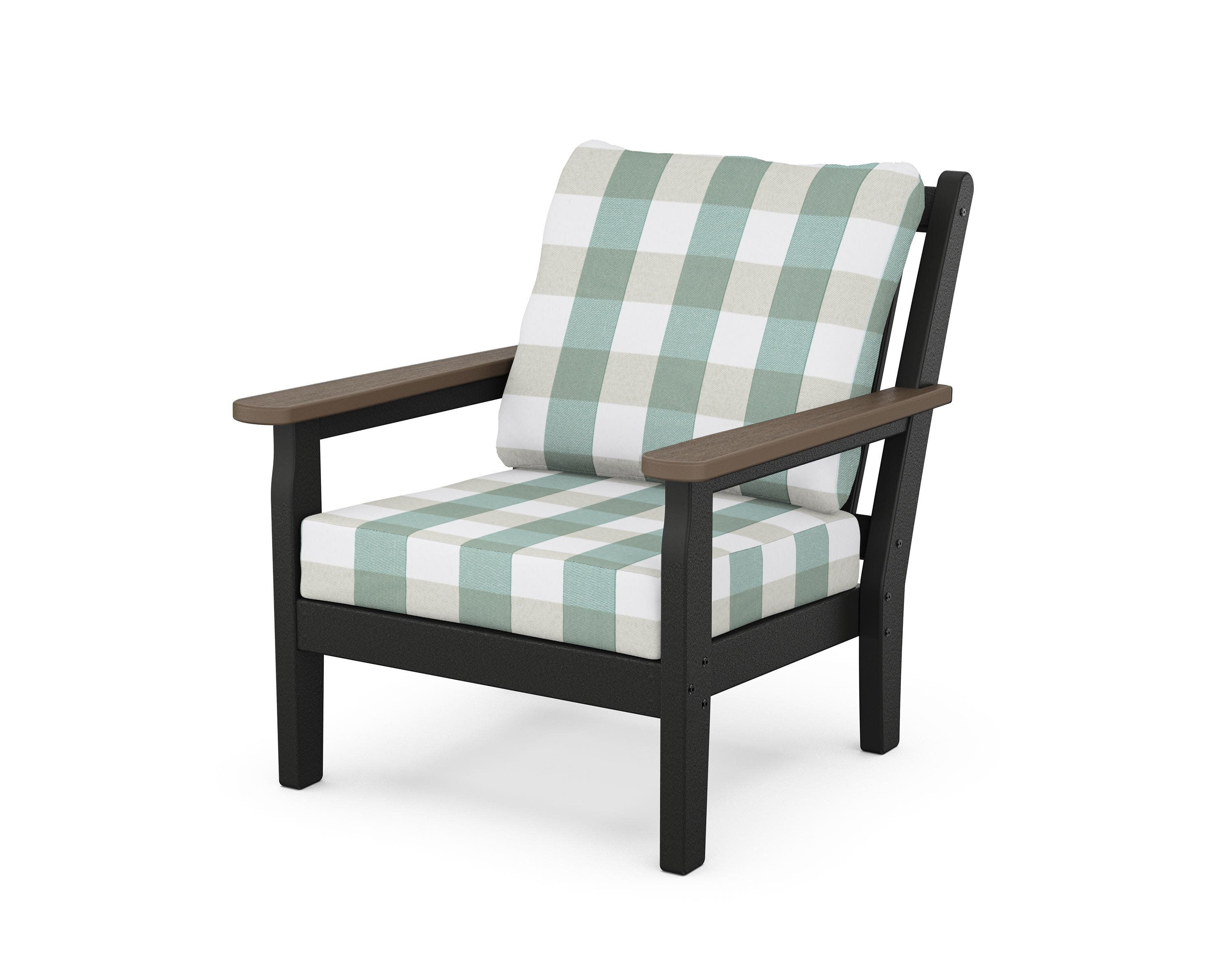 Chippendale Deep Seating Chair in Black / Kona / Buffalo Plaid Glacier Spa