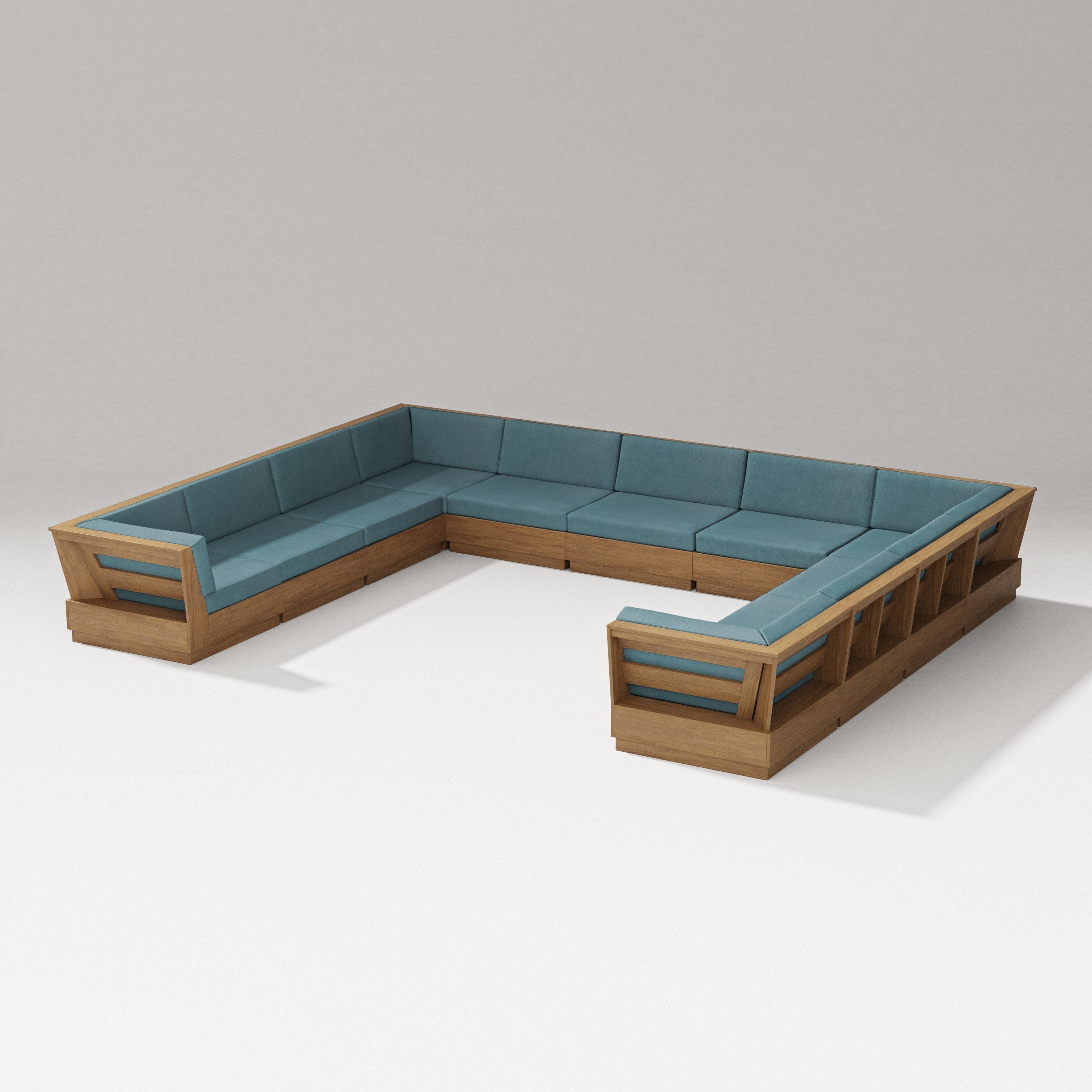 Elevate Large U-Shaped Sectional in Natural / Ocean Teal