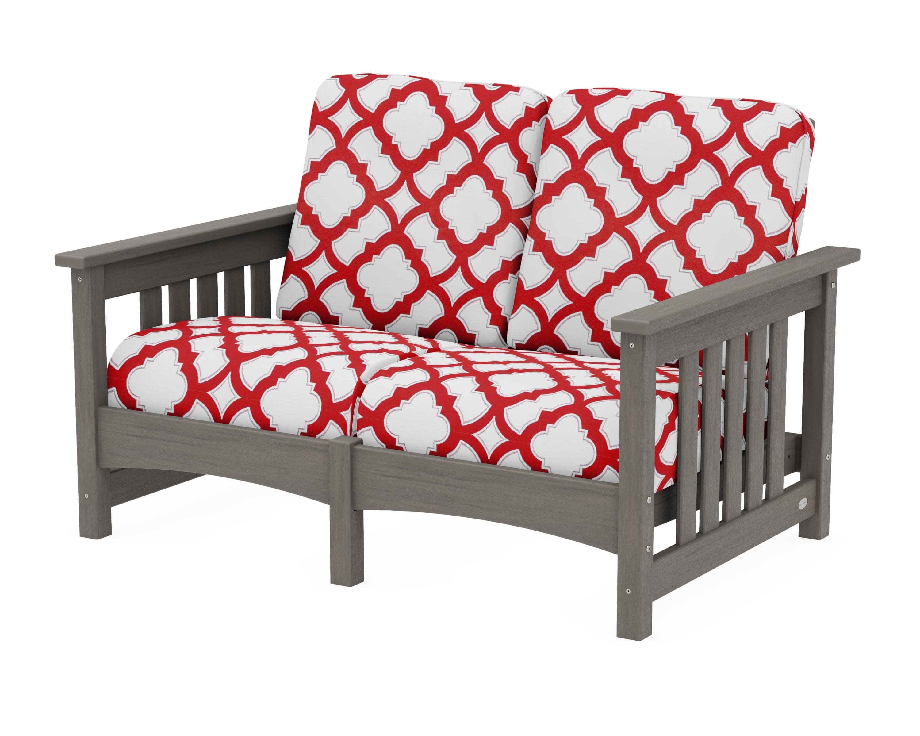 Club Mission Loveseat in Driftwood / Trellis Crimson