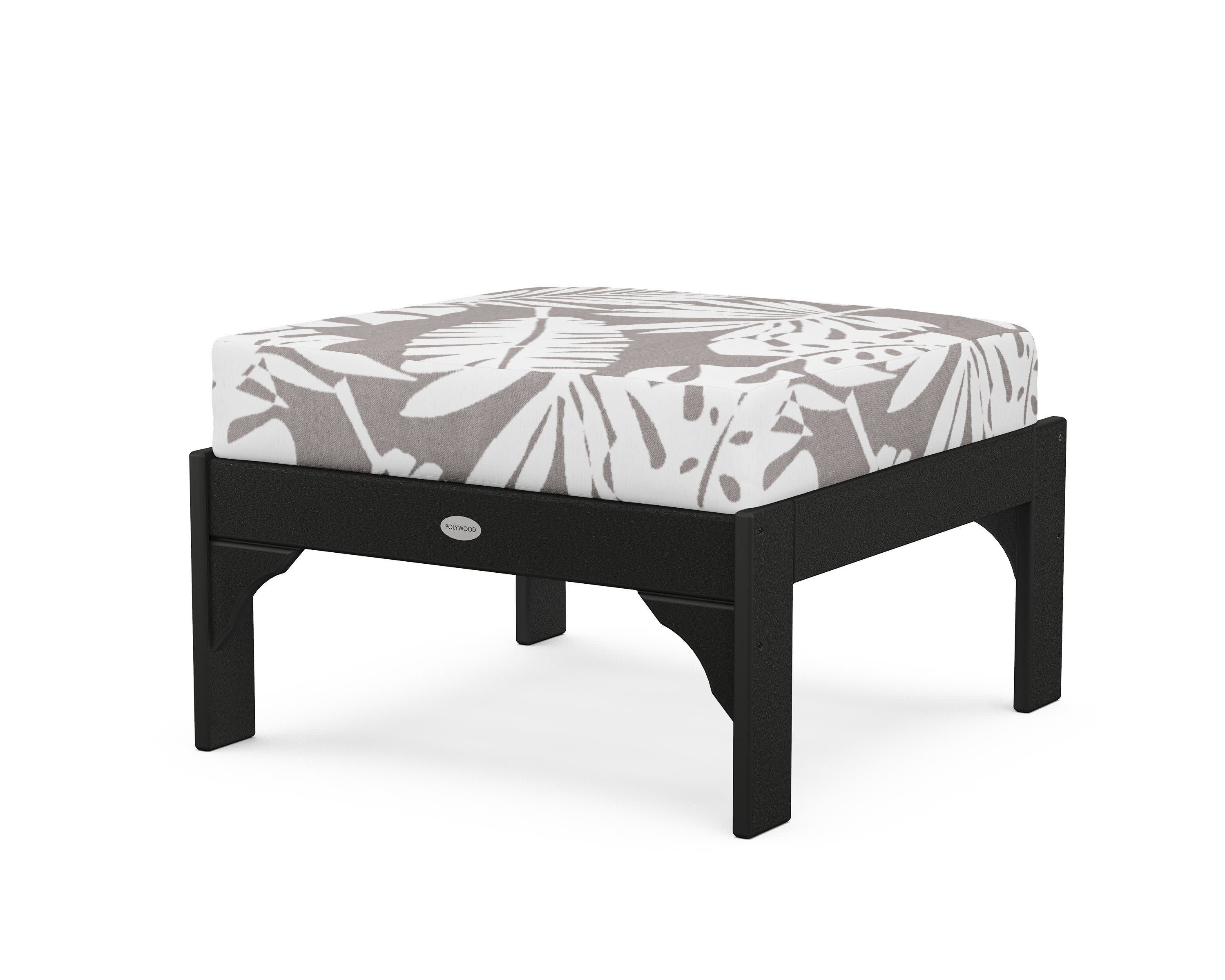 Vineyard Deep Seating Ottoman in Black / Leaf Grey Mist