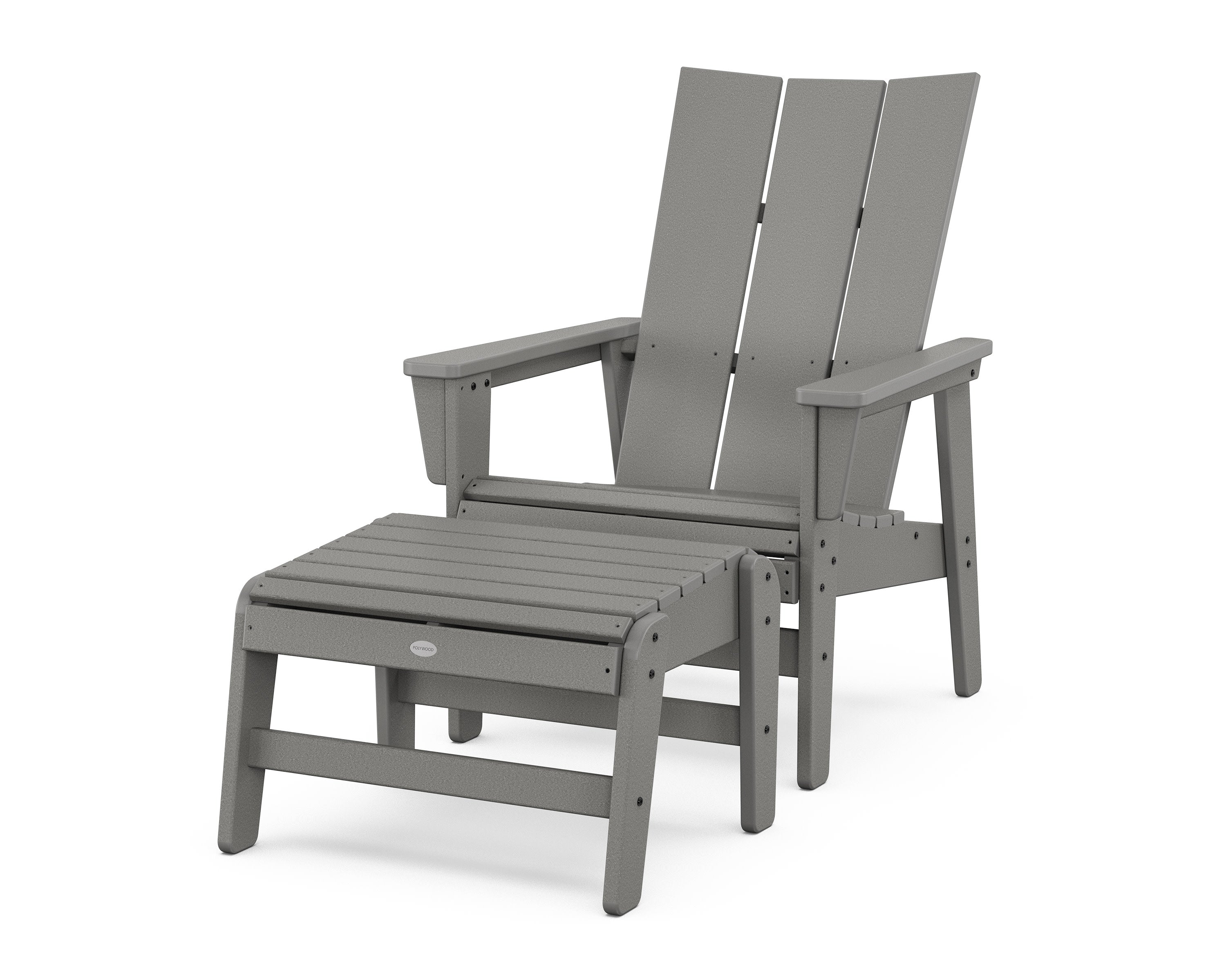 Modern Grand Upright Adirondack Chair with Ottoman in Slate Grey