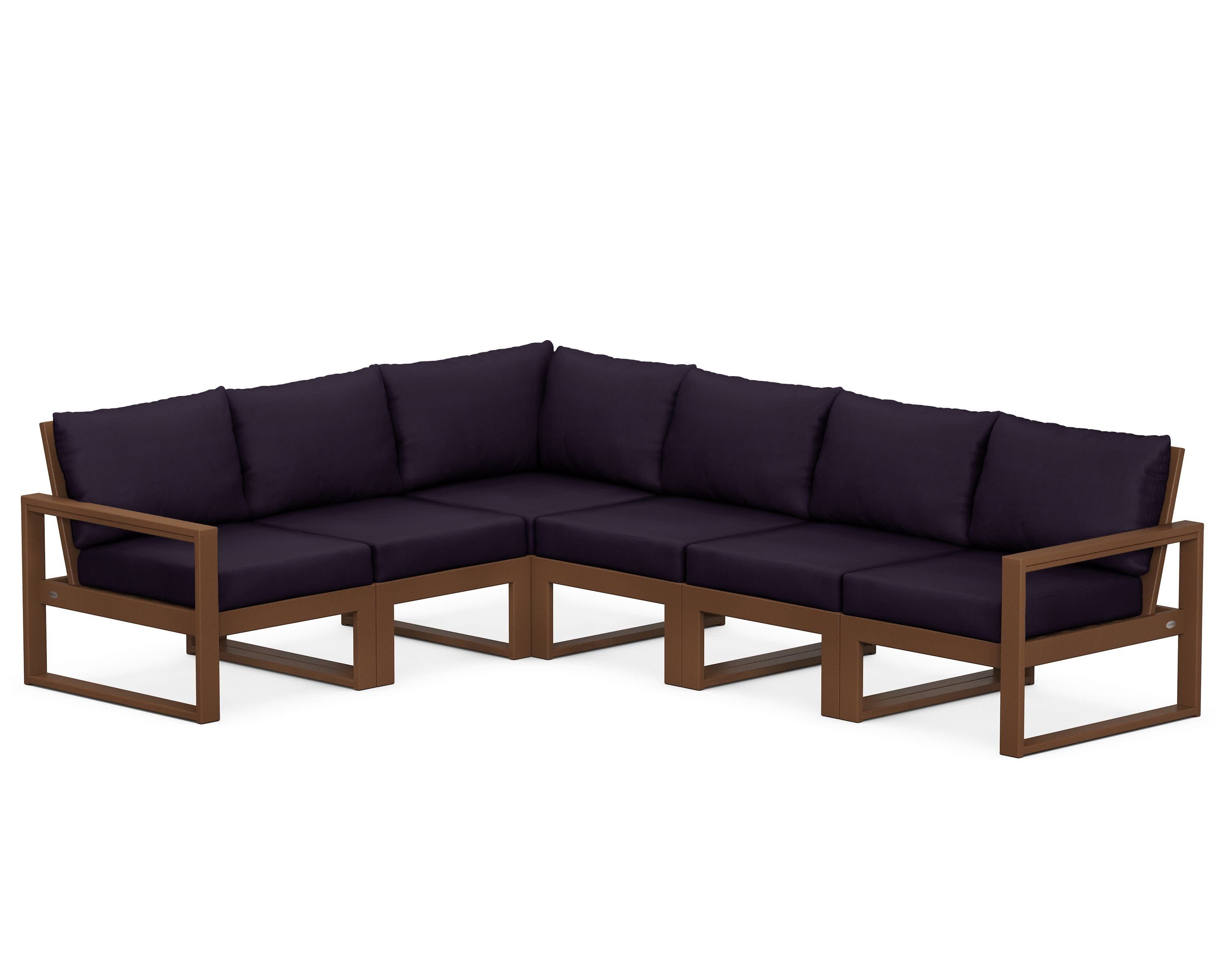EDGE 6-Piece Modular Deep Seating Set in Teak / Navy Linen
