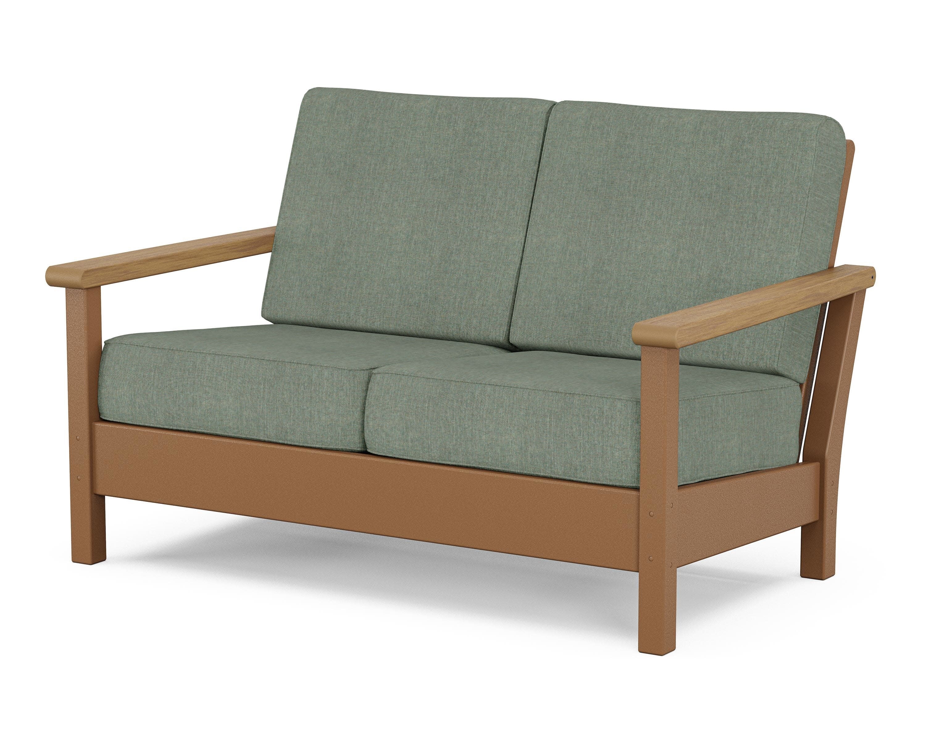 Harbour Deep Seating Loveseat in Teak / Natural / Cast Sage