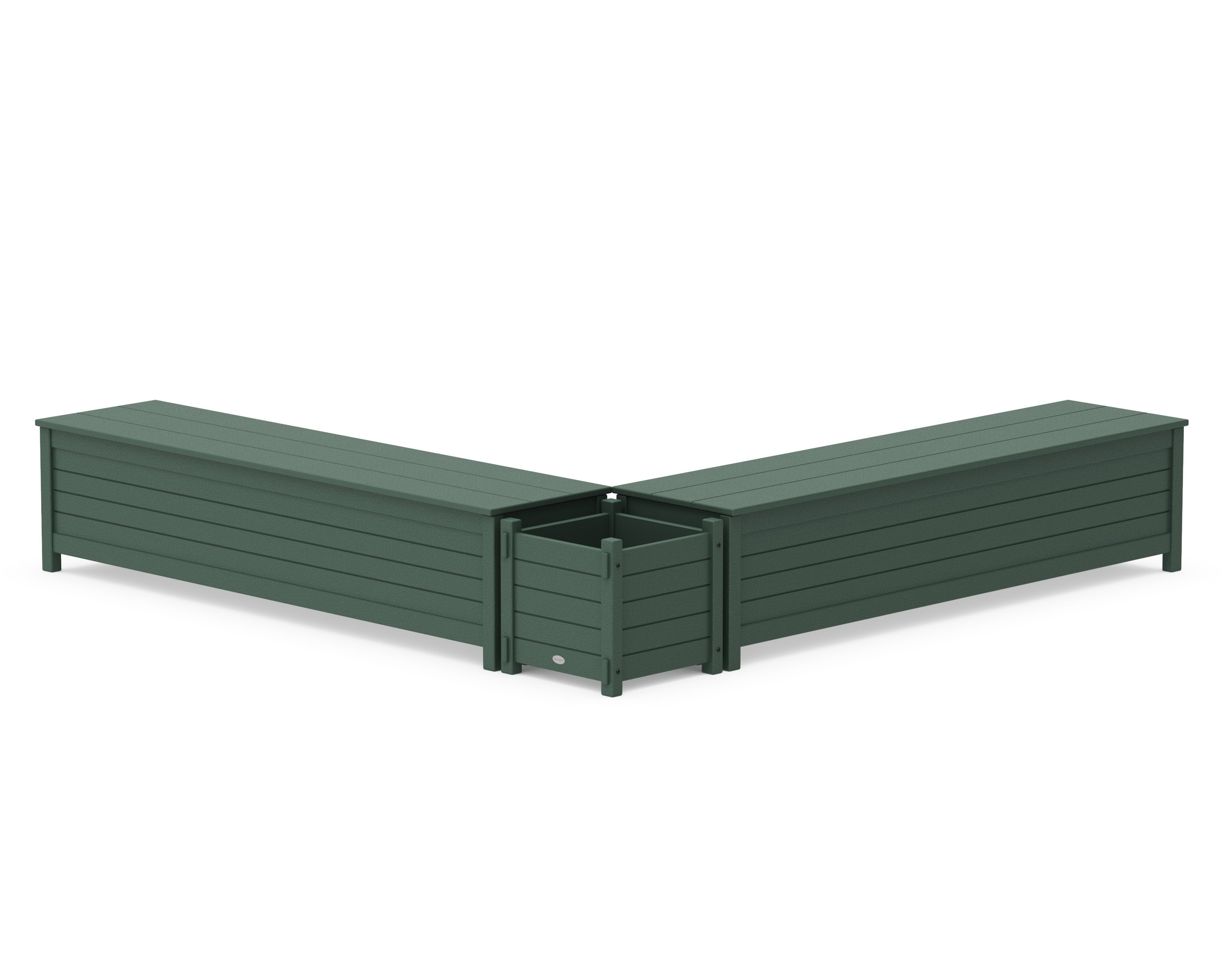 72" Nautical L- Shaped Planter Storage Bench Set in Green