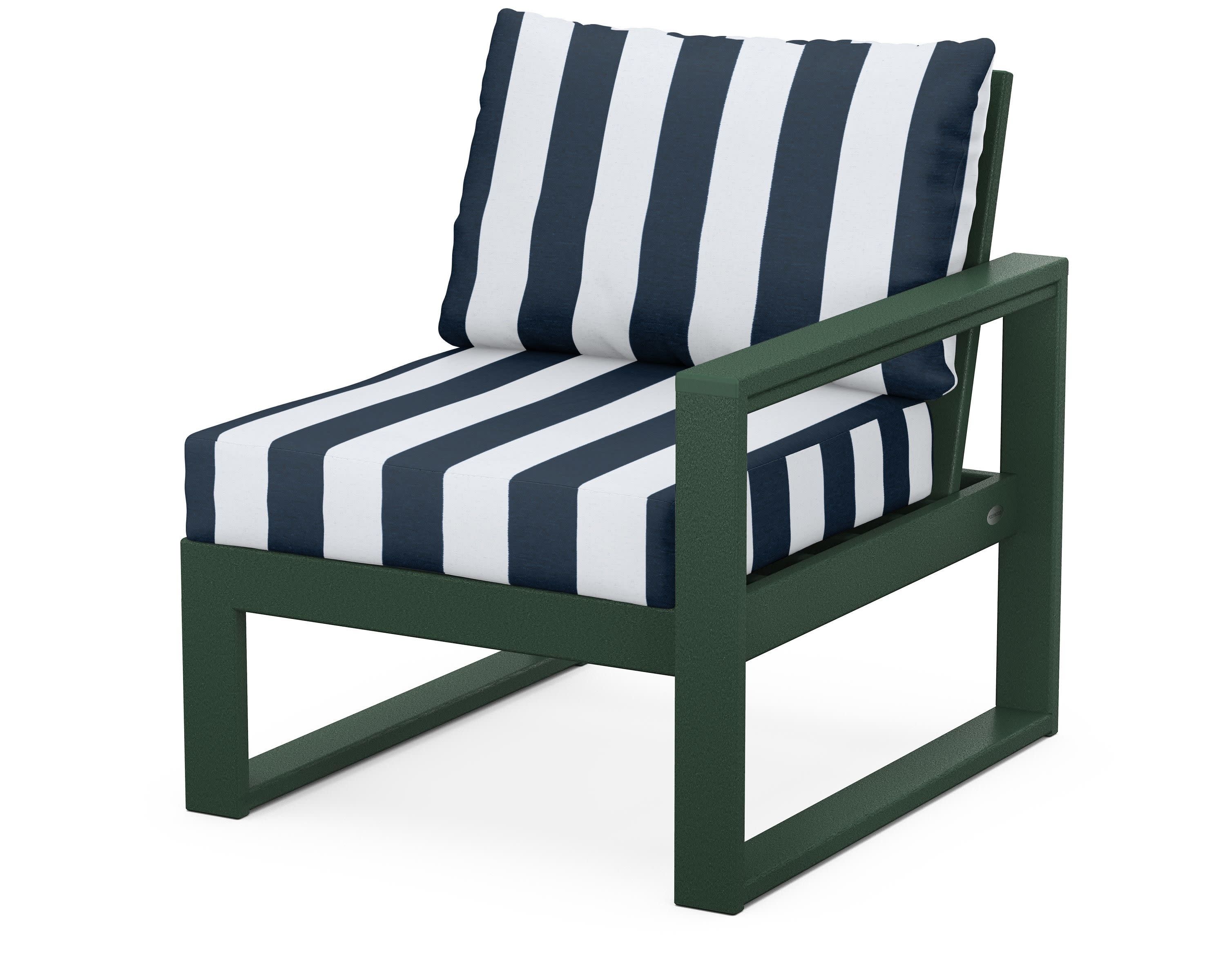EDGE Modular Right Arm Chair in Green / Cabana Stripe Marine Indigo