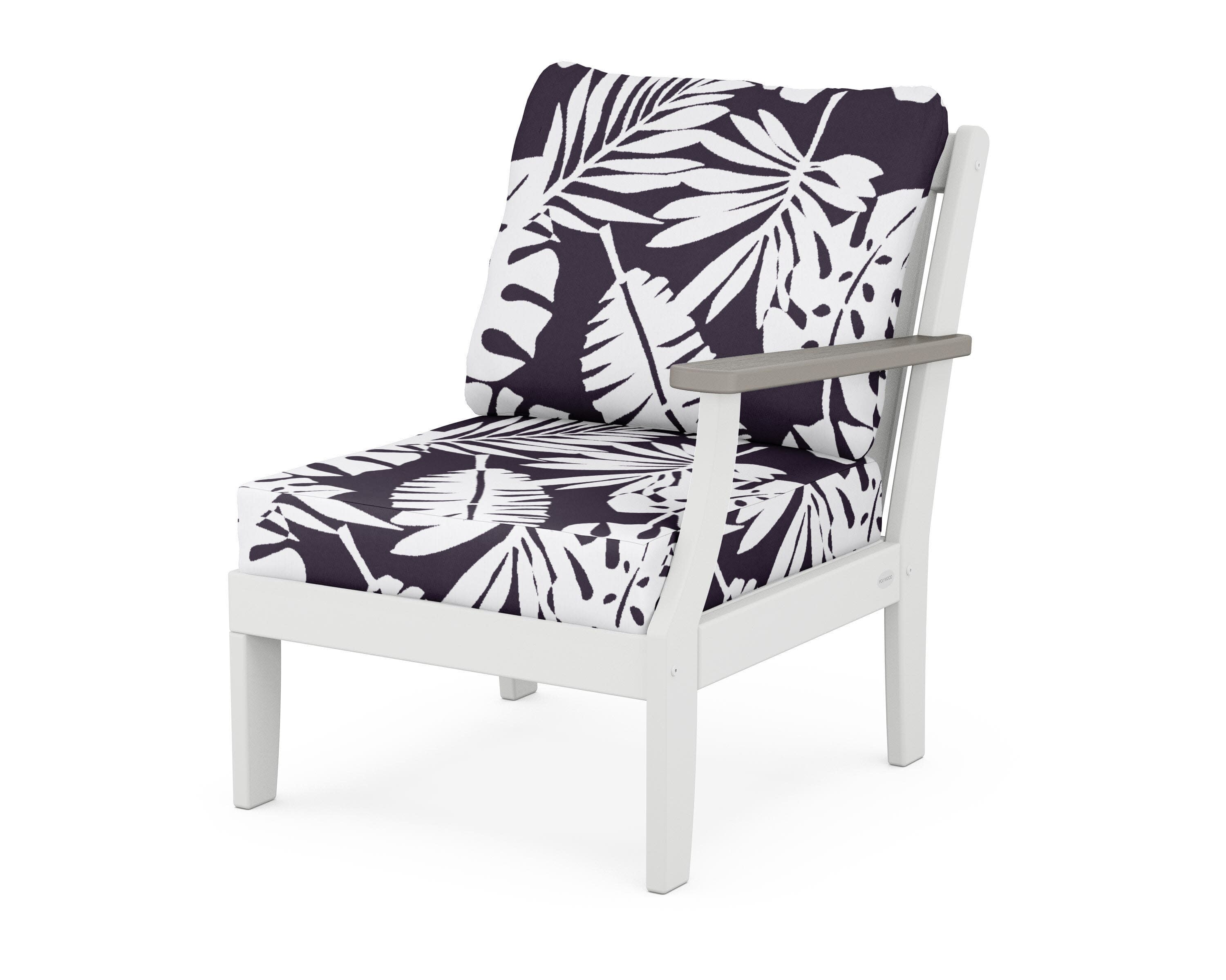 Braxton Modular Right Arm Chair in White / Driftwood / Leaf Navy