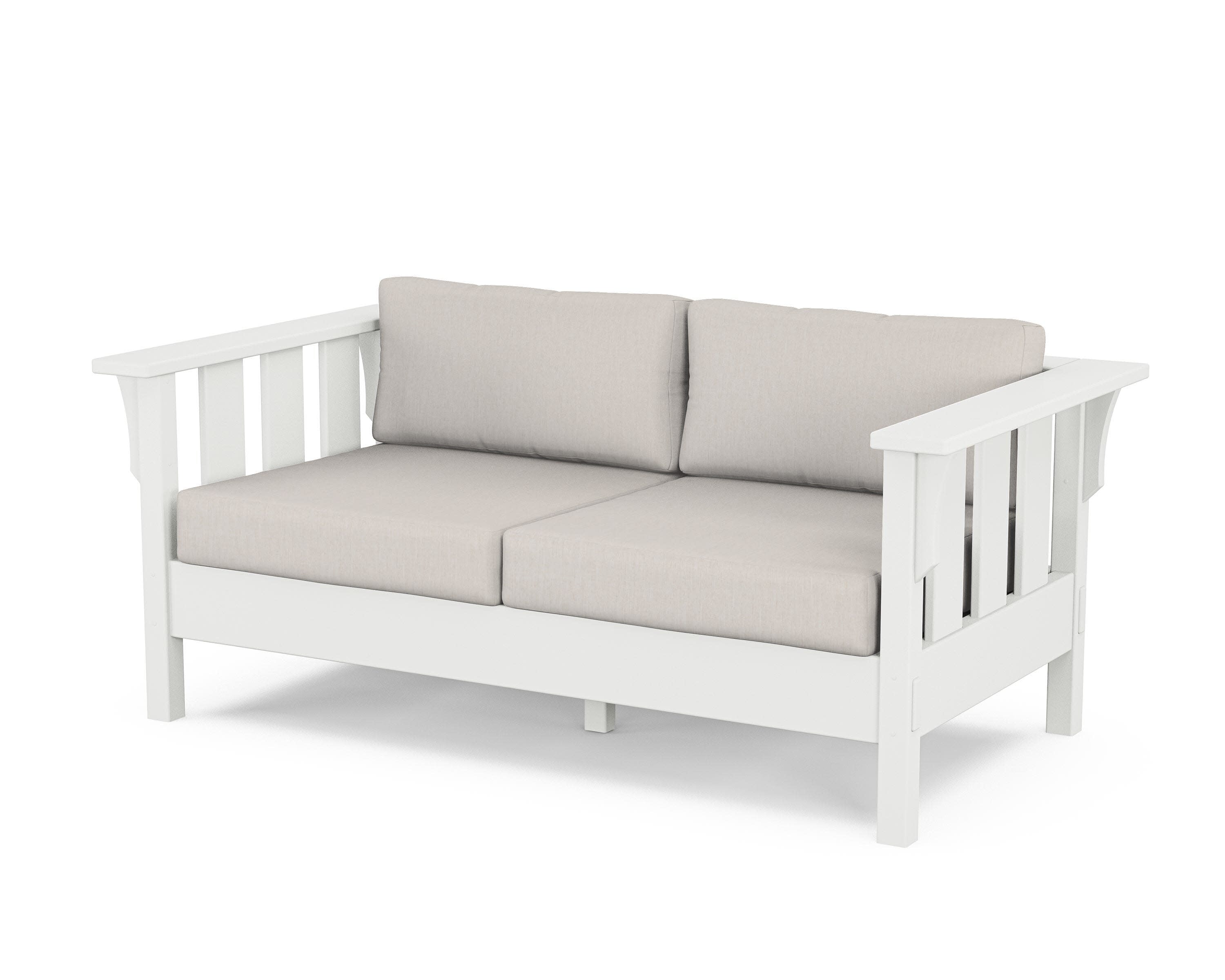 Acadia Deep Seating Loveseat in White / Cast Ash