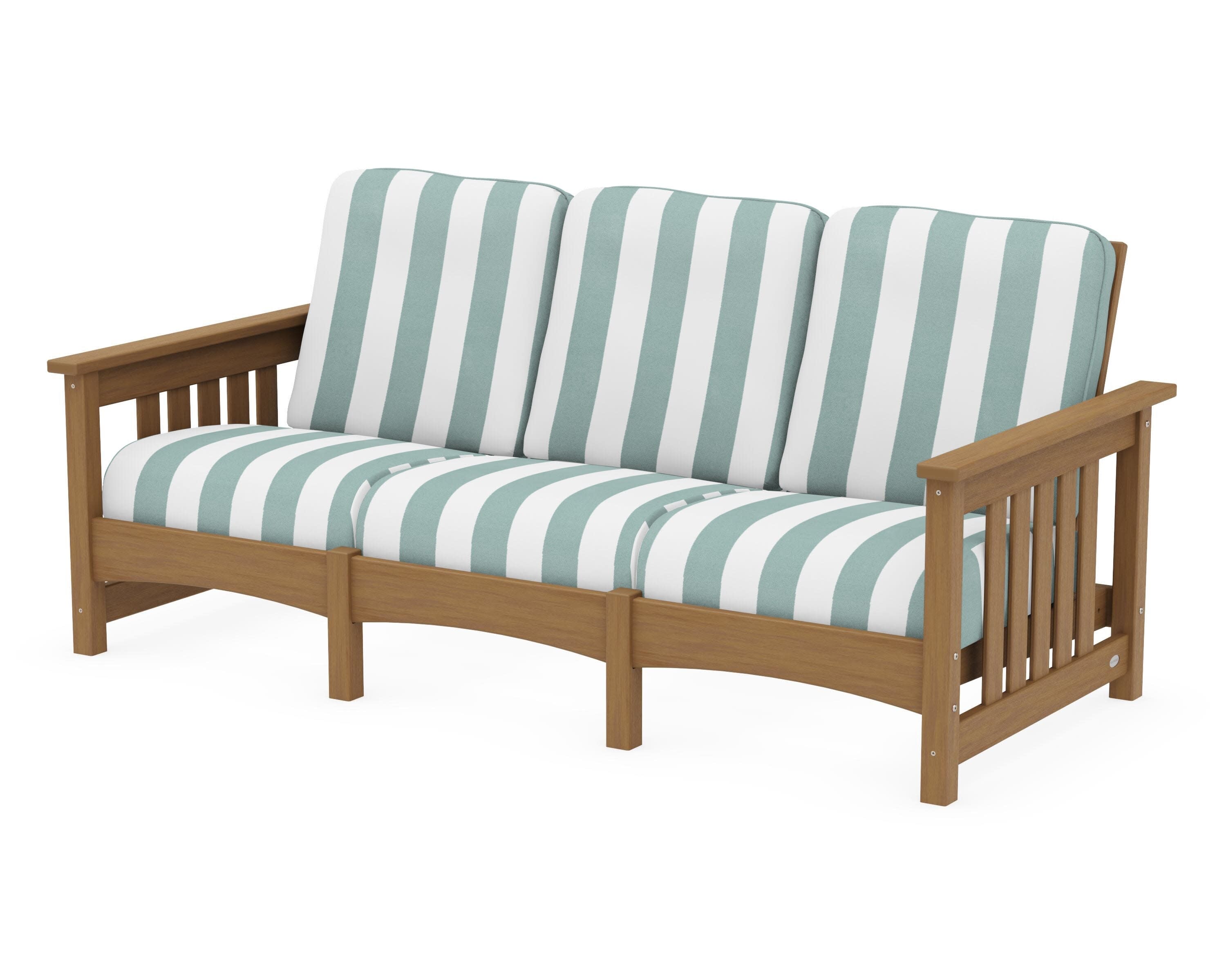 Club Mission Sofa in Natural / Cabana Stripe Glacier Spa
