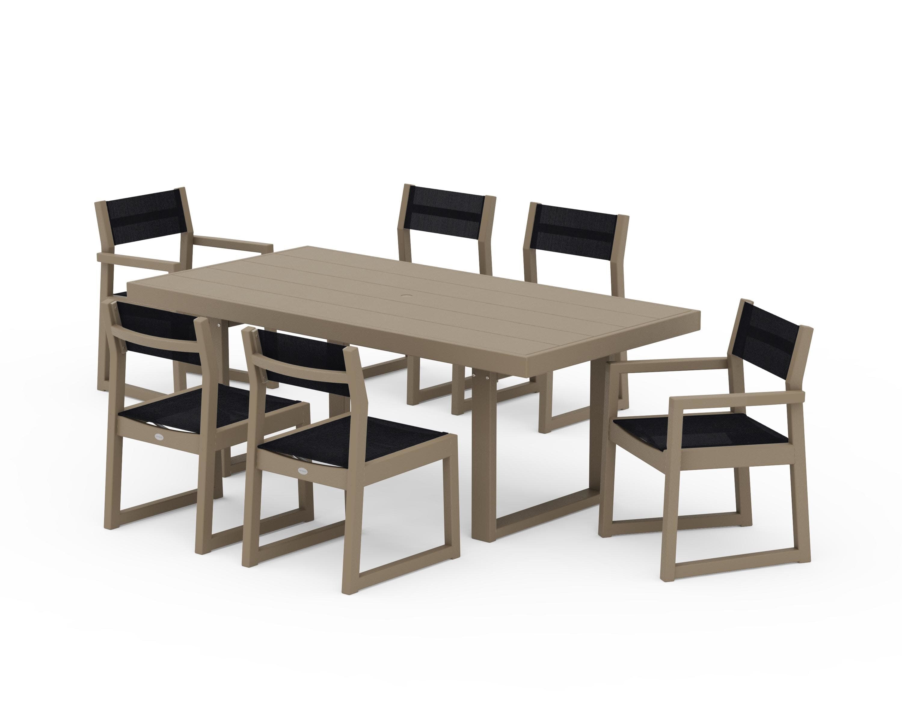 EDGE Sling 7-Piece Dining Set in Vintage Sahara / Black Sling