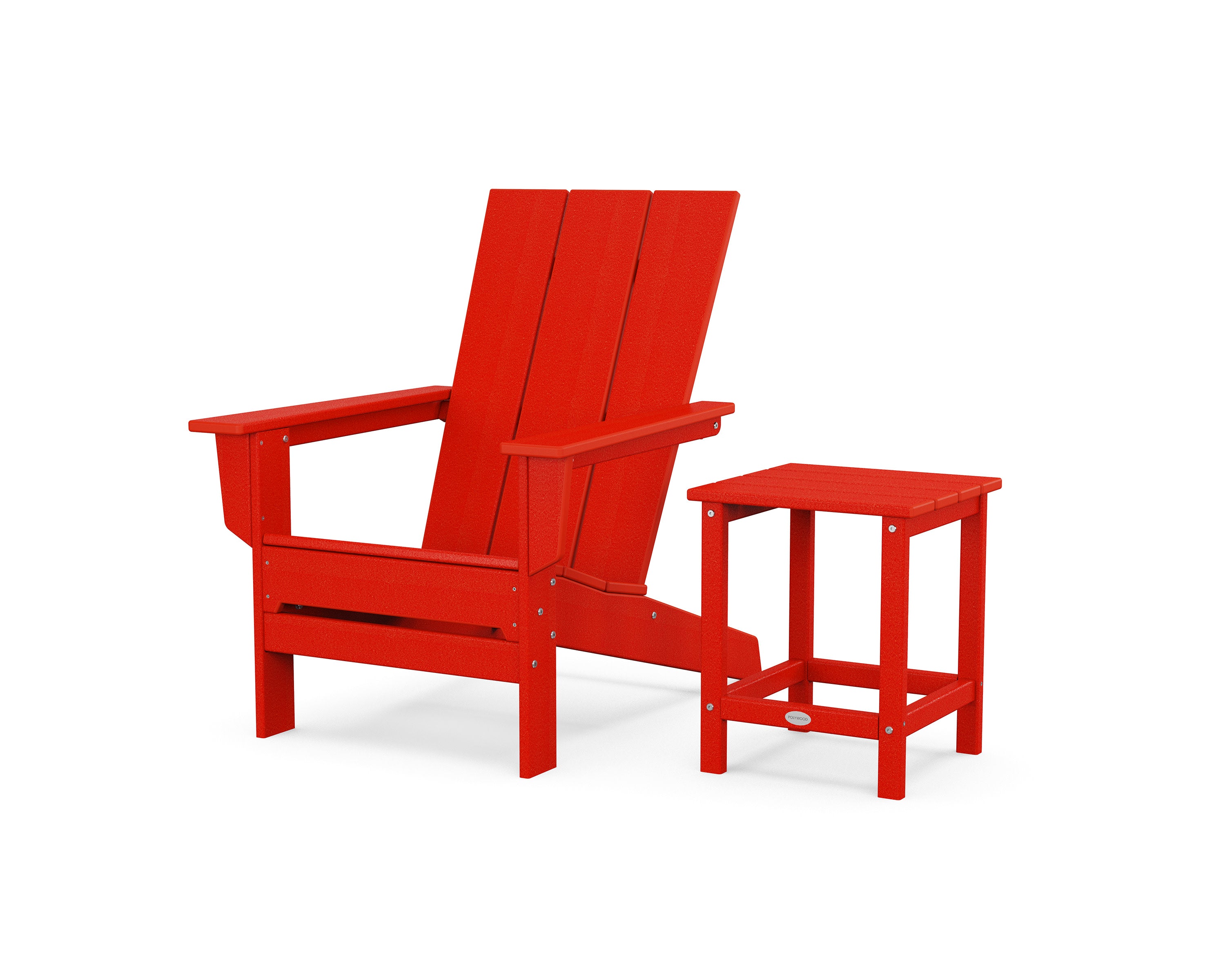 Modern Studio Adirondack Chair with Side Table in Sunset Red