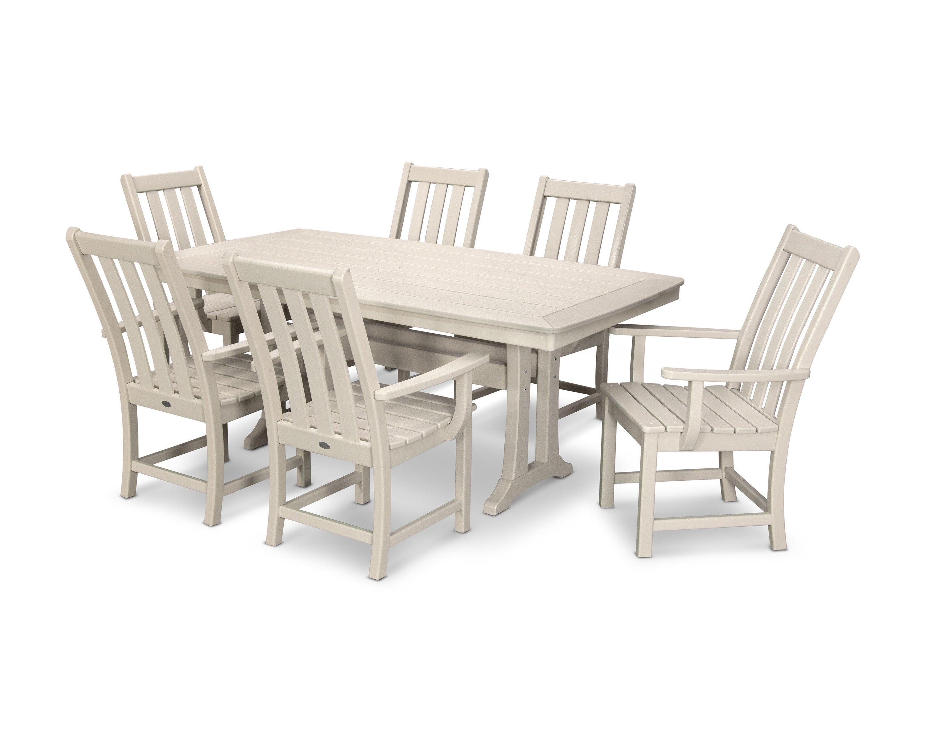 Vineyard 7-Piece Arm Chair Dining Set in Sand