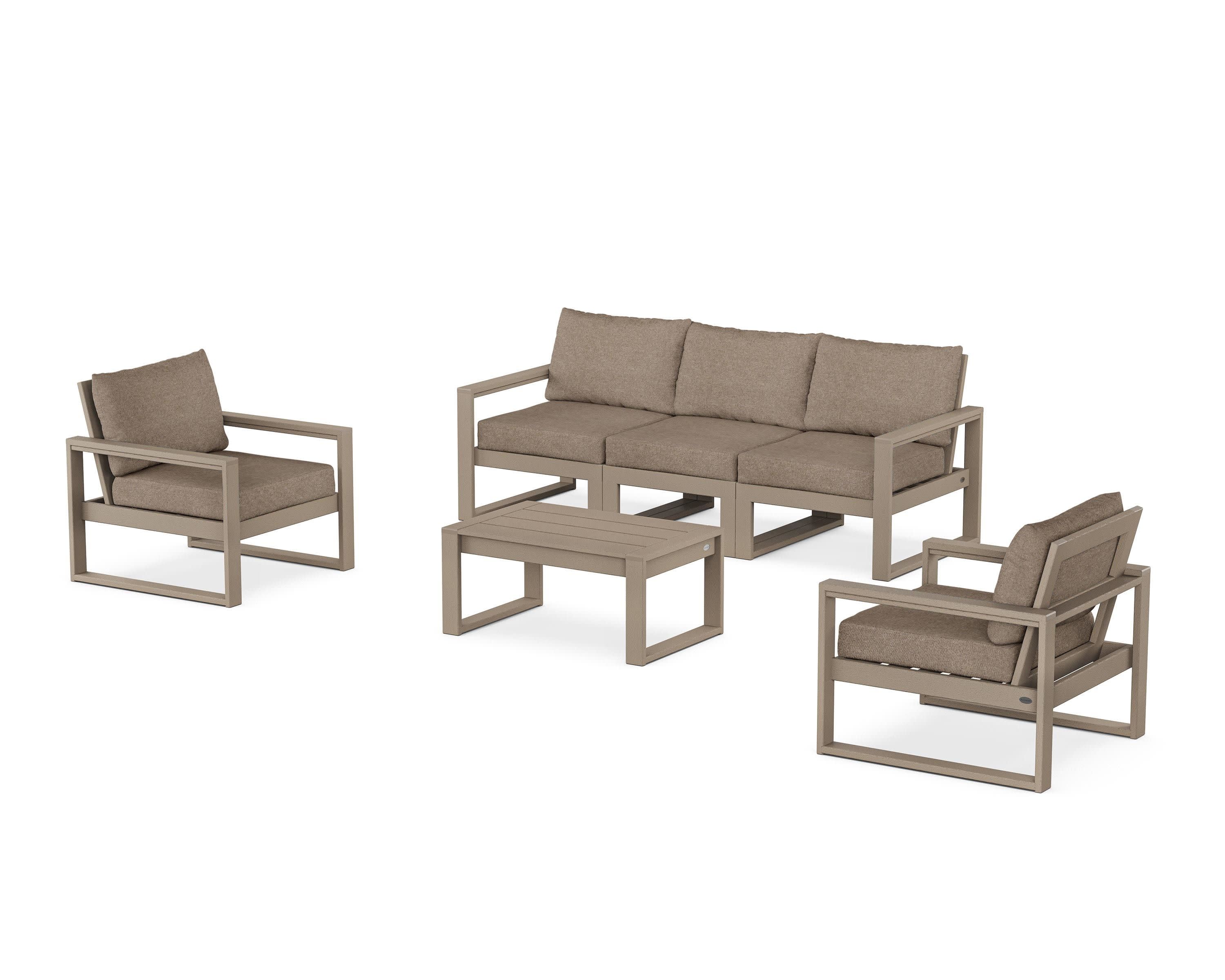 EDGE Sectional 4-Piece Deep Seating Set with Sofa in Vintage Sahara / Spiced Burlap