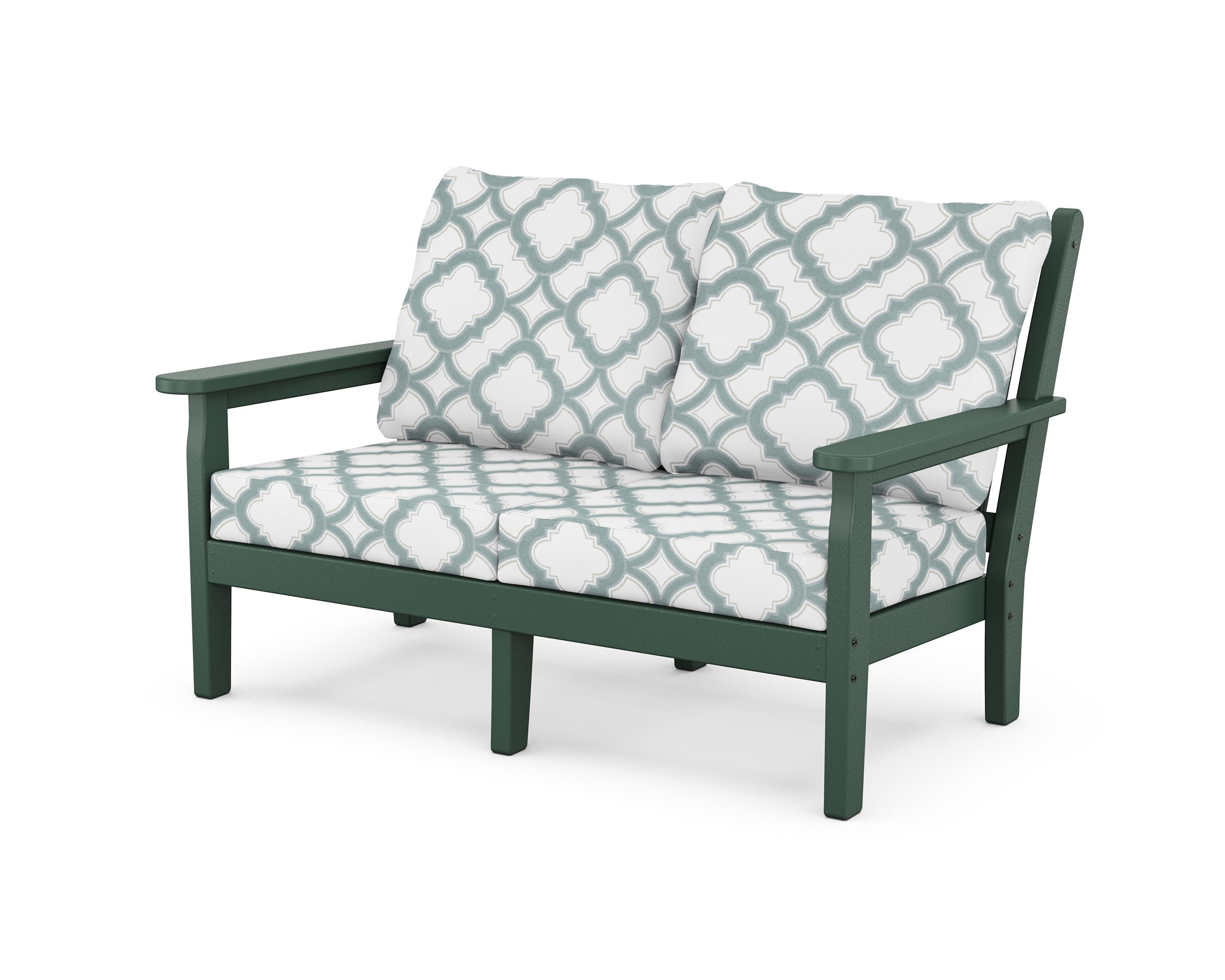 Chippendale Deep Seating Loveseat in Green / Trellis Glacier Spa