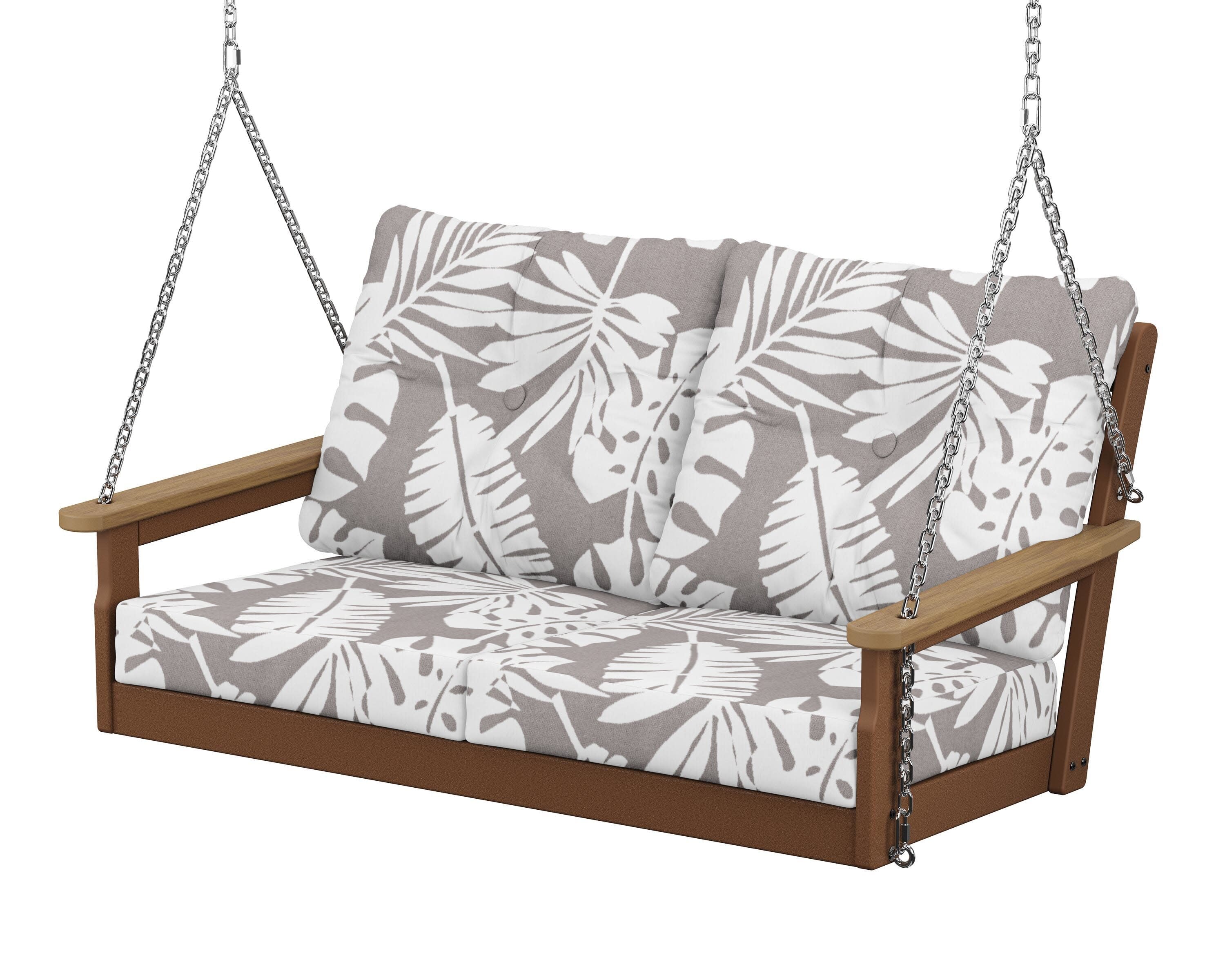 Vineyard Deep Seating Swing in Teak / Natural / Leaf Grey Mist