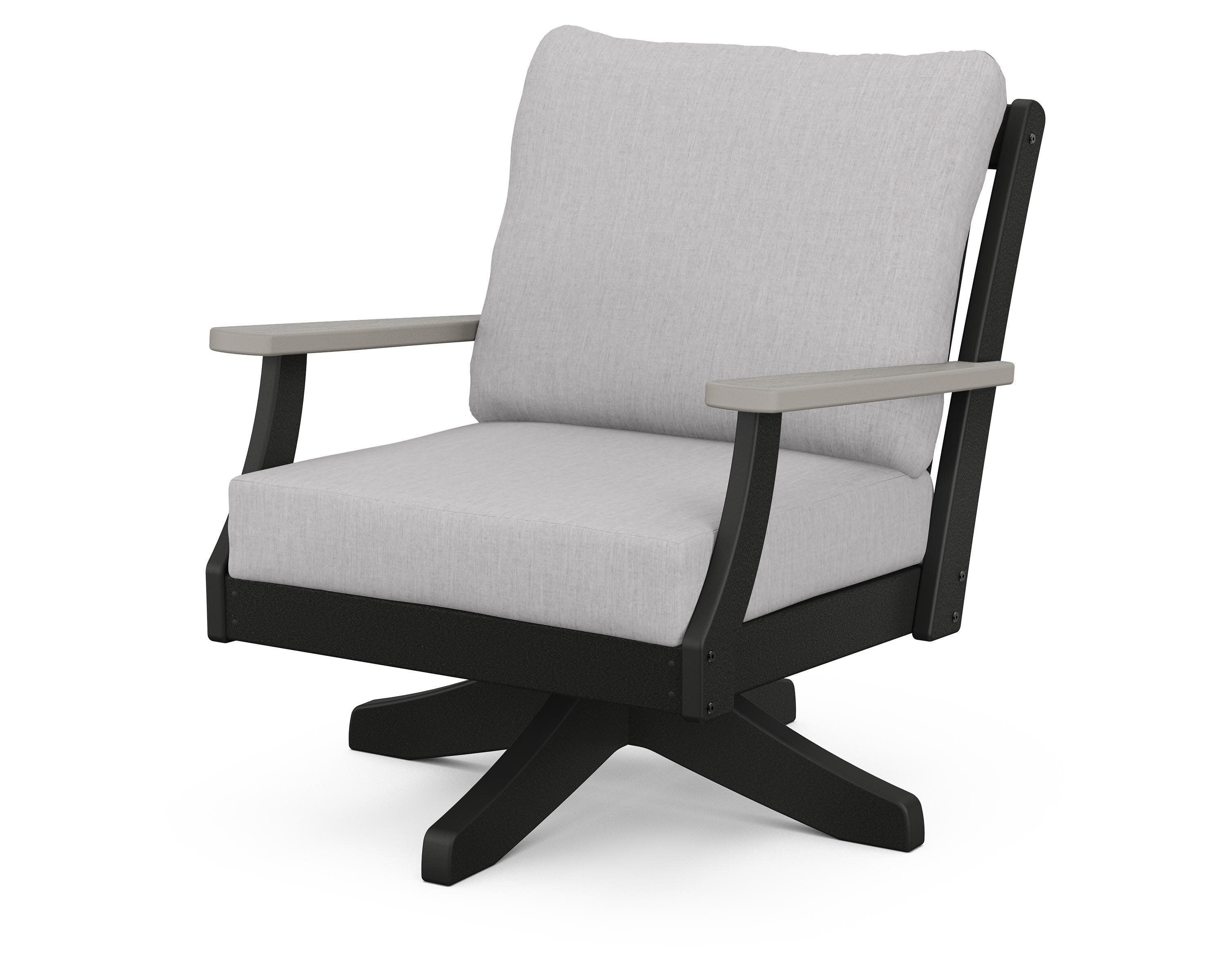 Braxton Deep Seating Swivel Chair in Black / Driftwood / Granite