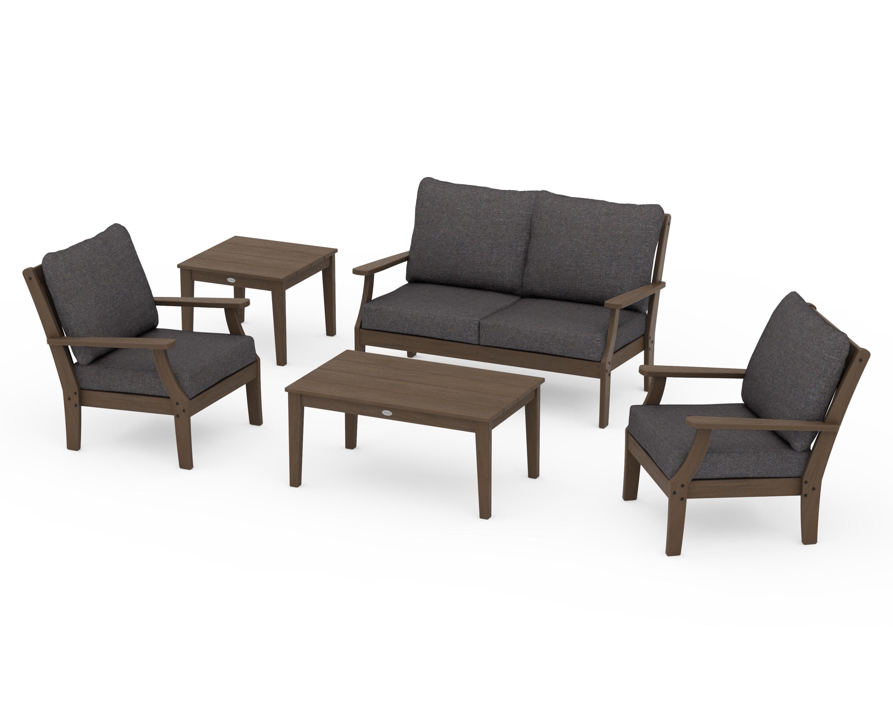 Braxton 5-Piece Deep Seating Set in Kona / Ash Charcoal
