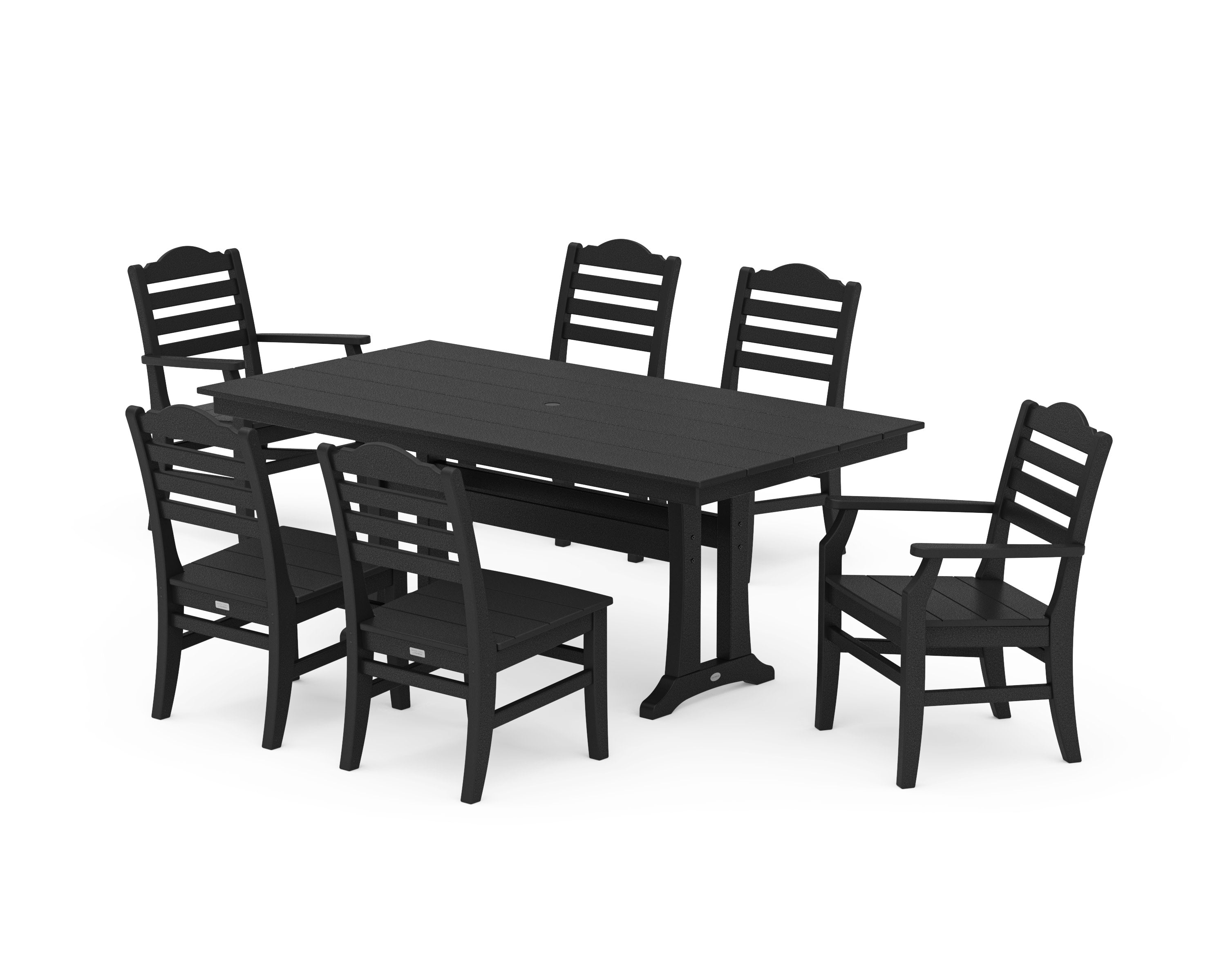 Savannah 7-Piece Farmhouse Dining Set with Trestle Legs in Black
