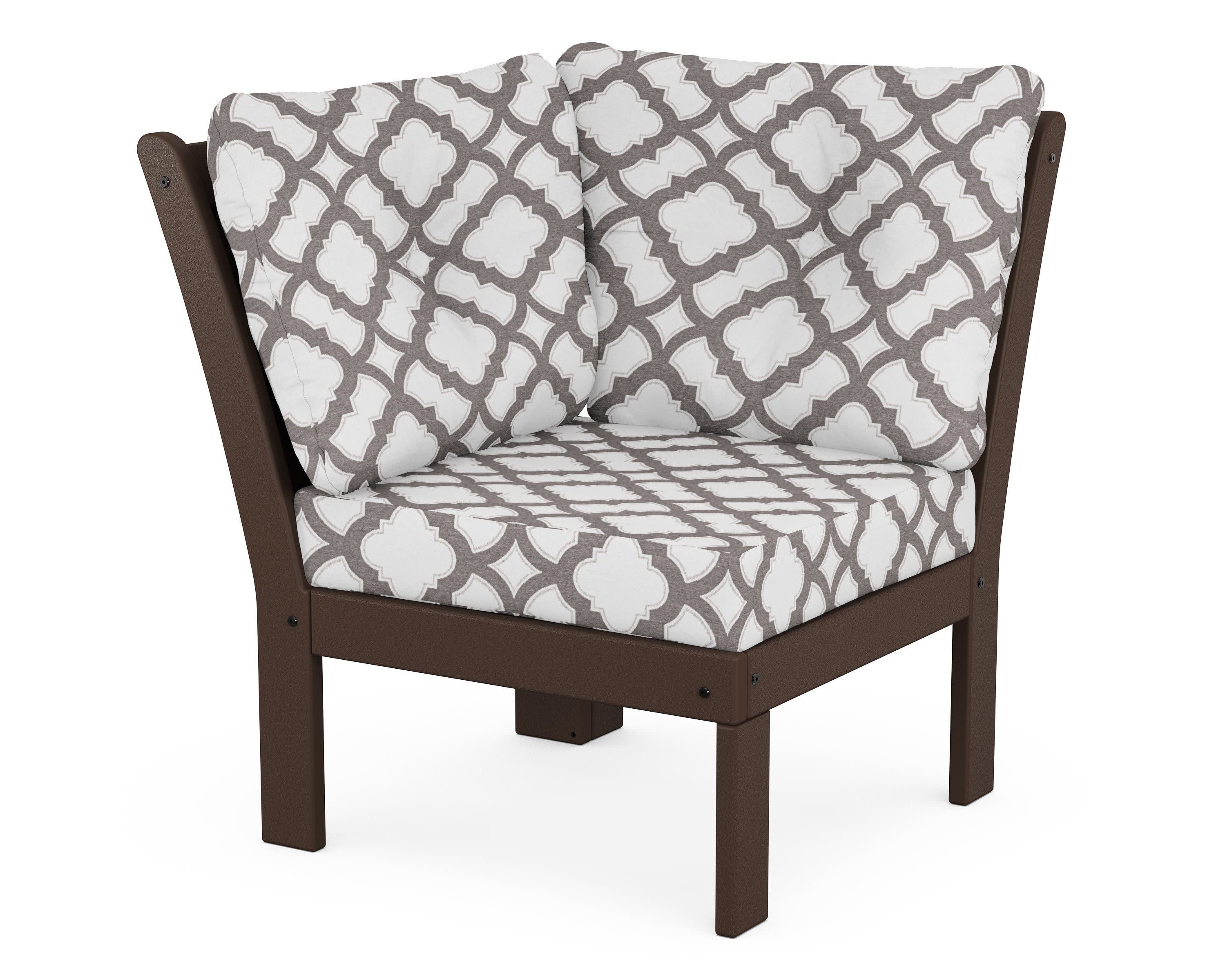 Vineyard Modular Corner Chair in Mahogany / Trellis Grey Mist