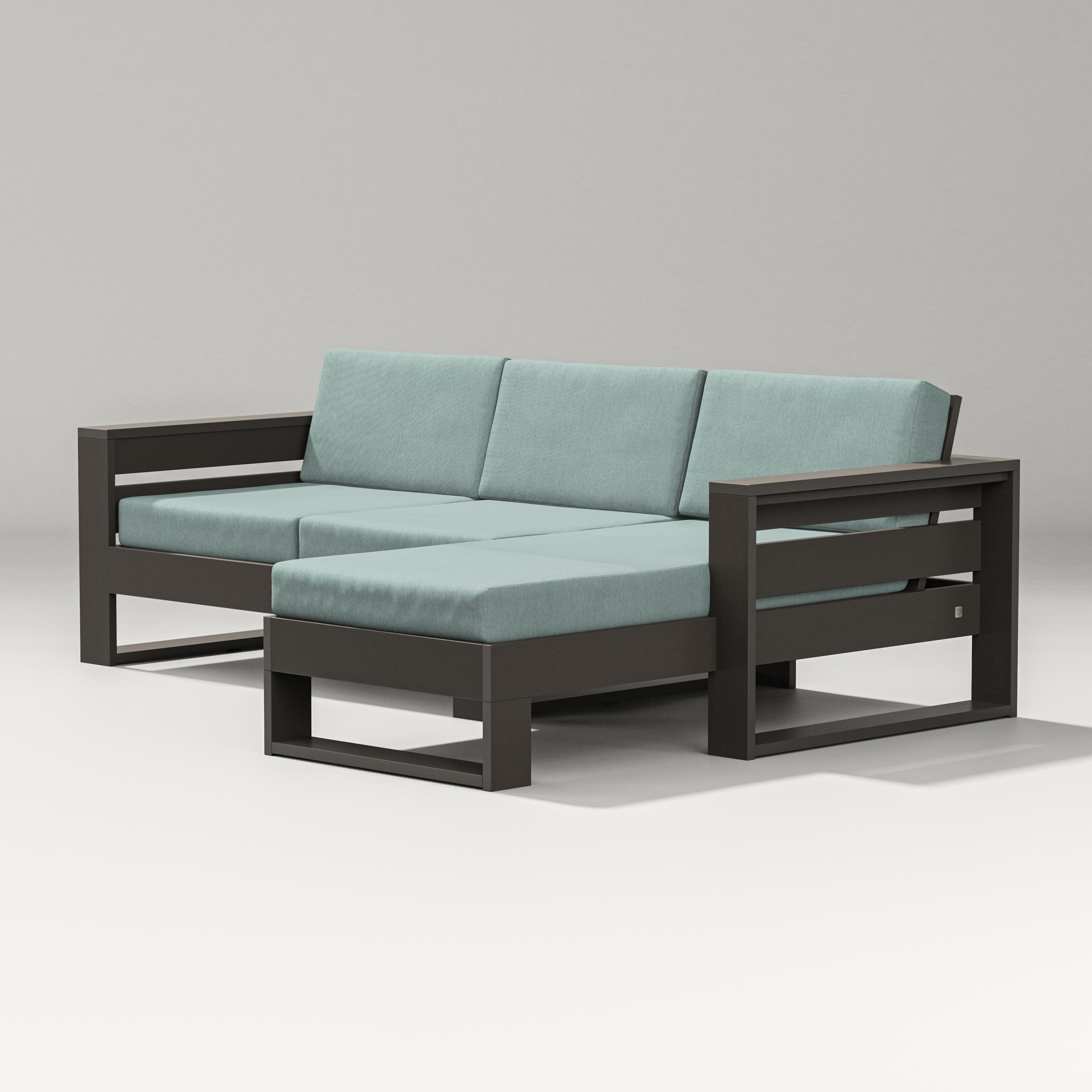 Latitude Right Chaise Sectional in Vintage Coffee / Glacier Spa