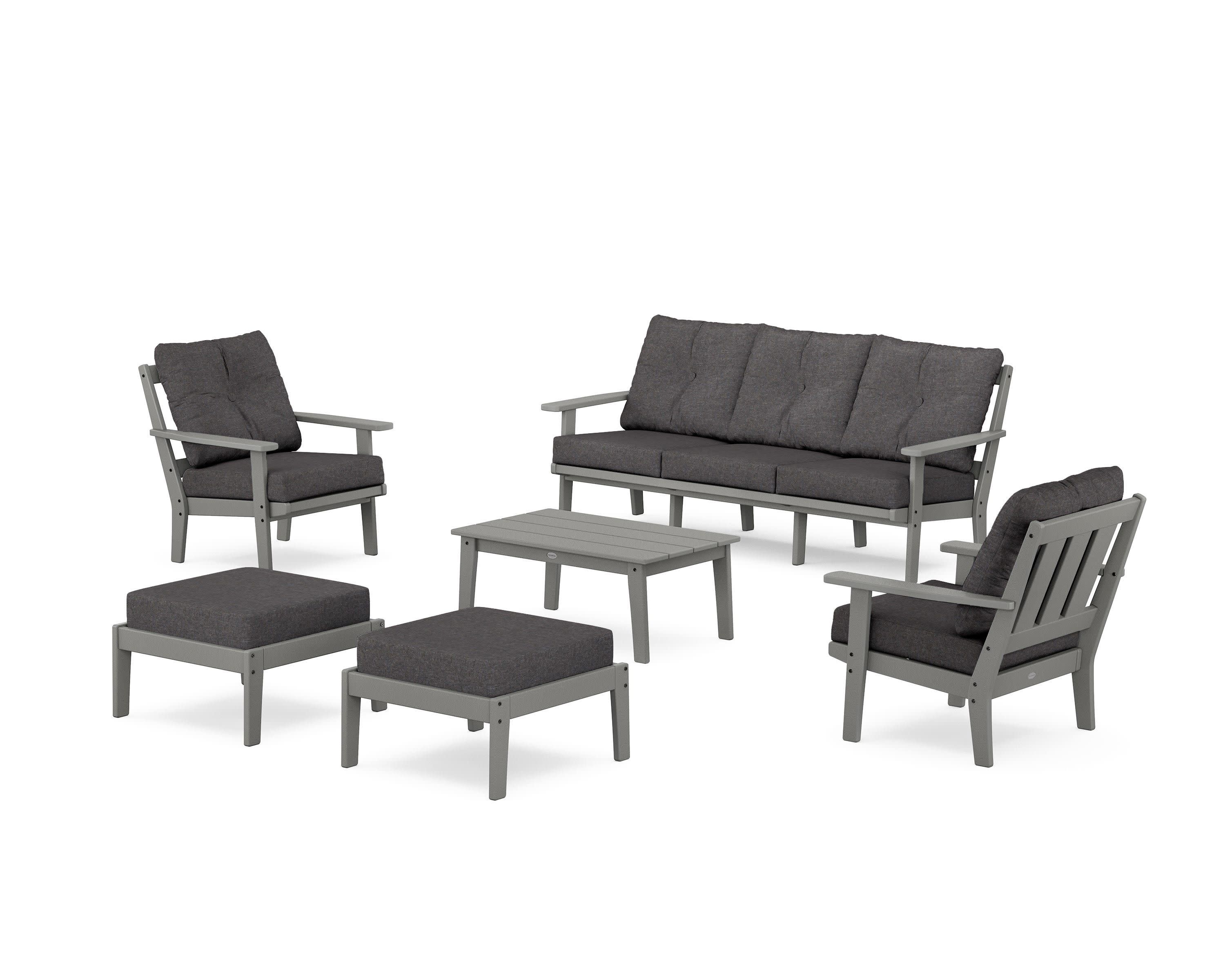 Oxford 6-Piece Lounge Sofa Set in Slate Grey / Ash Charcoal
