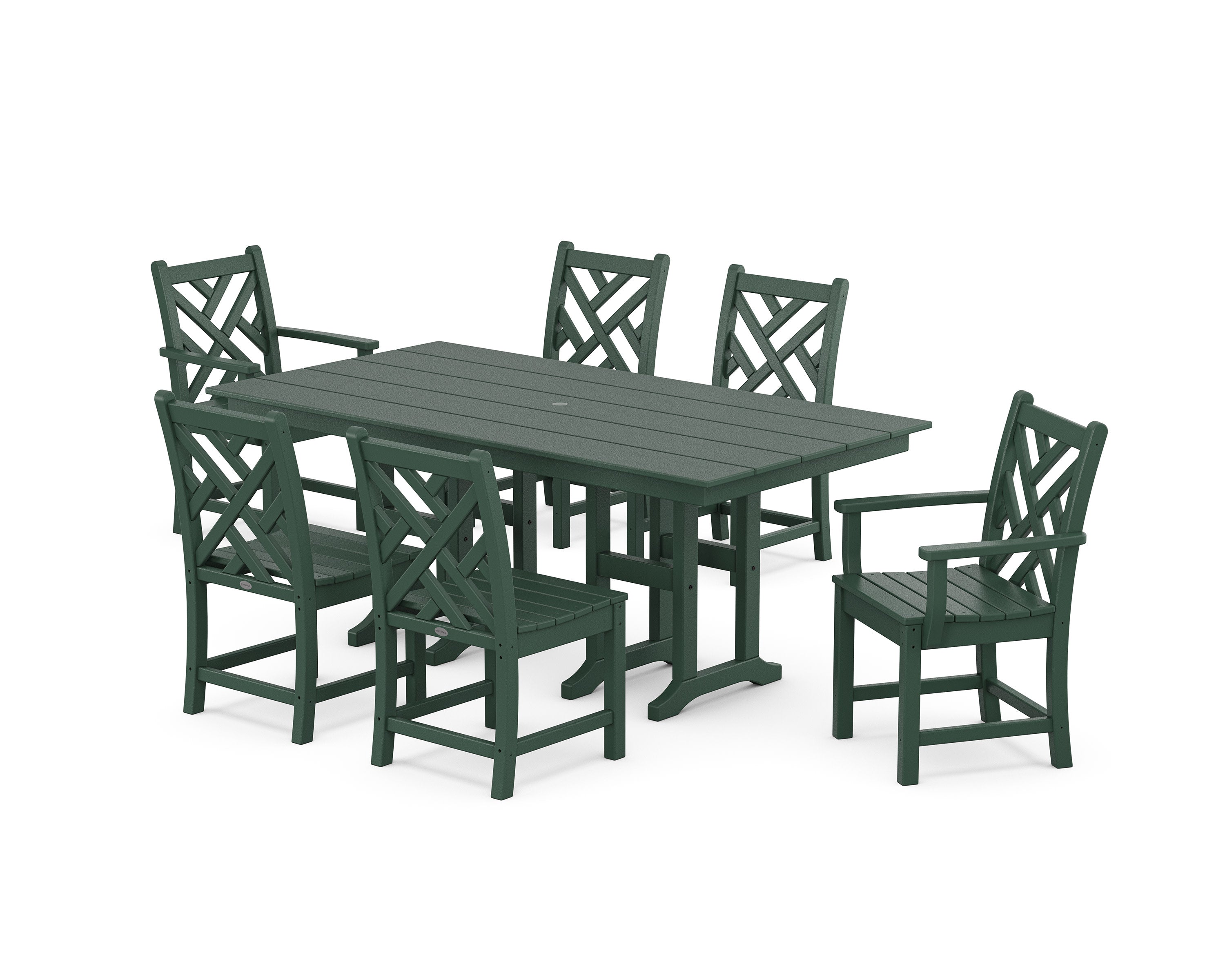 Chippendale 7-Piece Farmhouse Dining Set in Green