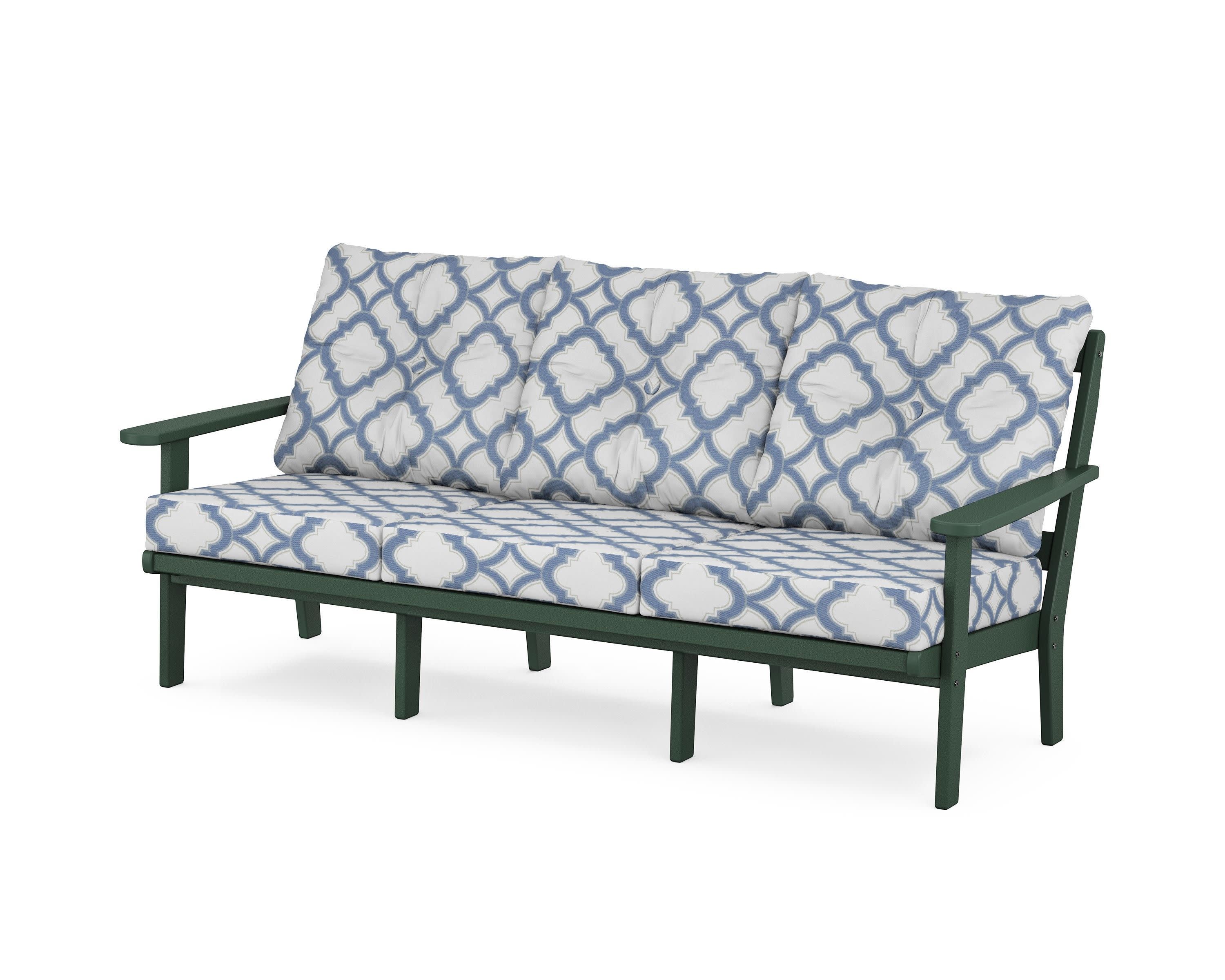 Mission Deep Seating Sofa in Green / Trellis Sky Blue