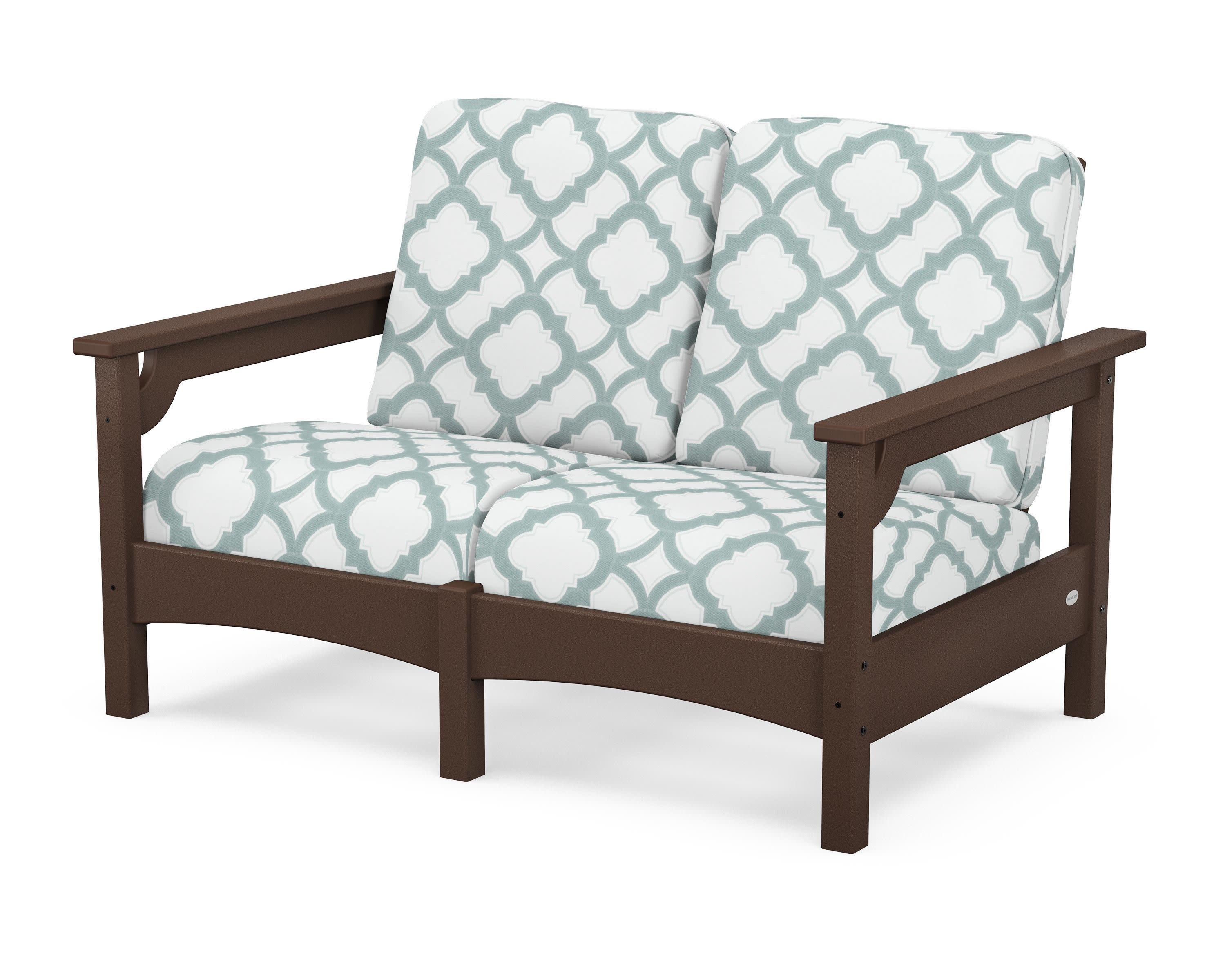 Club Loveseat in Mahogany / Trellis Glacier Spa