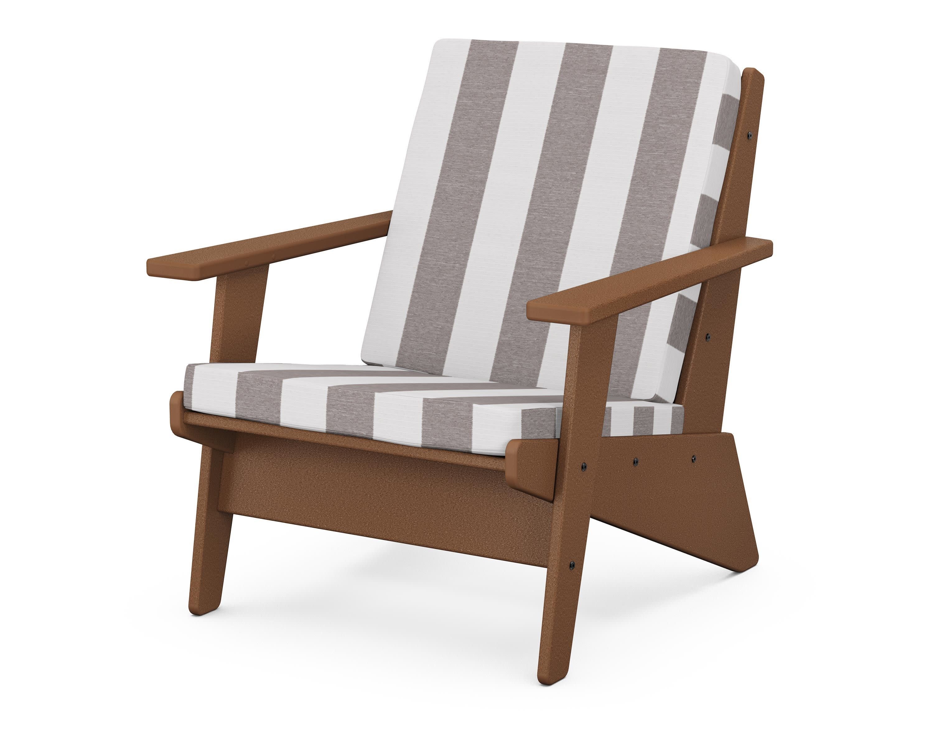 Riviera Modern Lounge Chair in Teak / Cabana Stripe Grey Mist