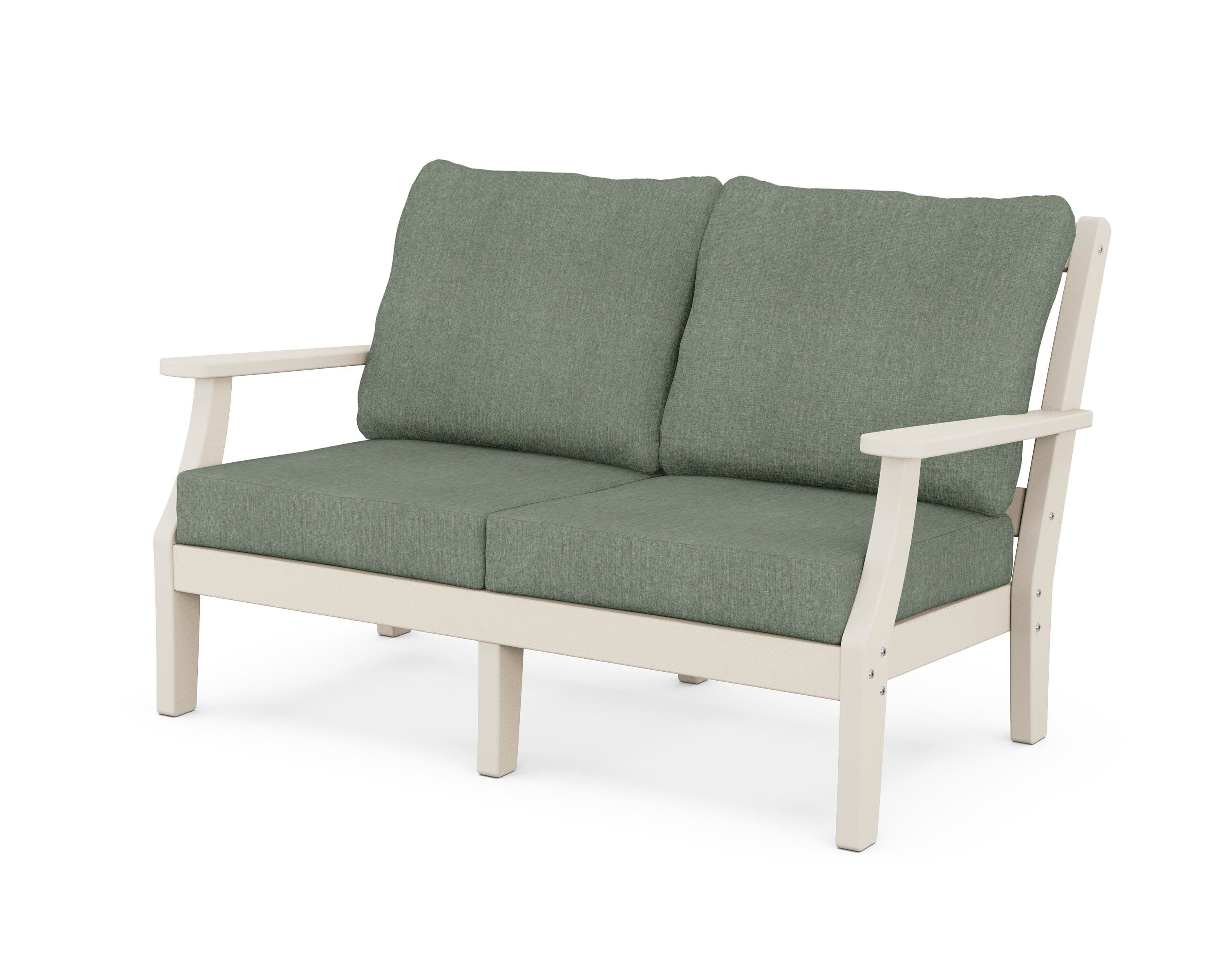 Chinoiserie Deep Seating Loveseat in Sand / Cast Sage