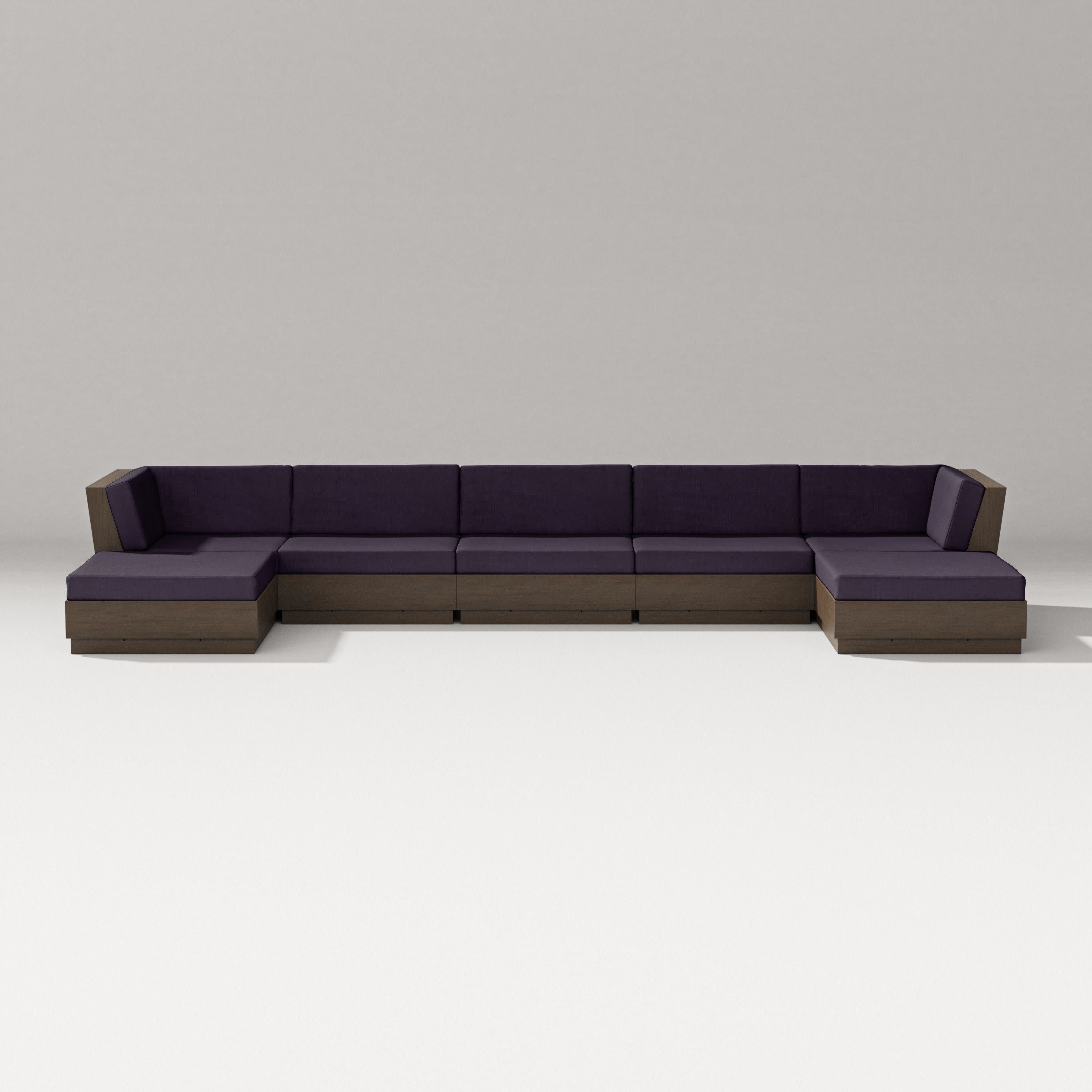 Elevate 7-Piece Double Chaise Sectional in Kona / Navy Linen