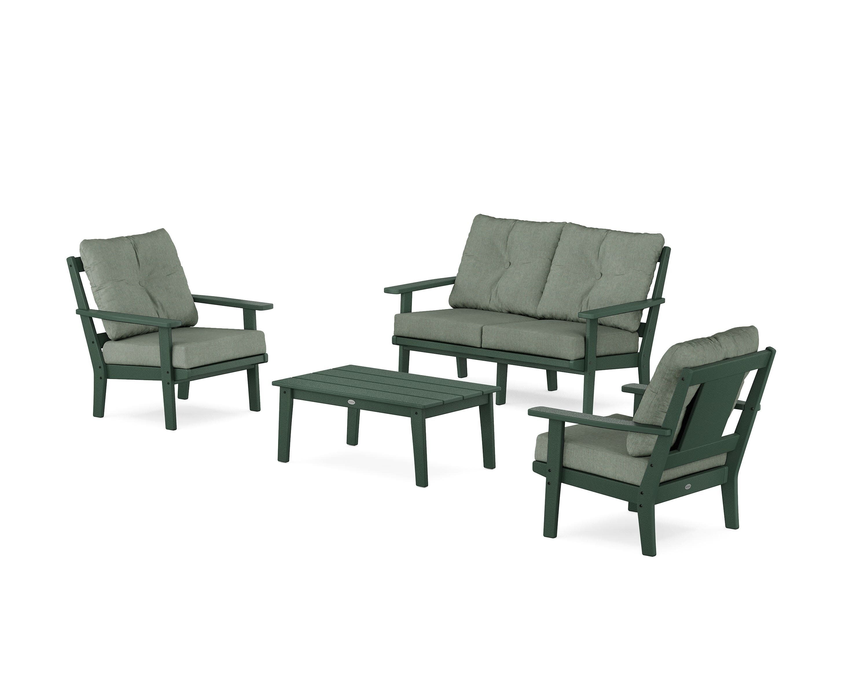 Prairie 4-Piece Deep Seating Set with Loveseat in Green / Cast Sage