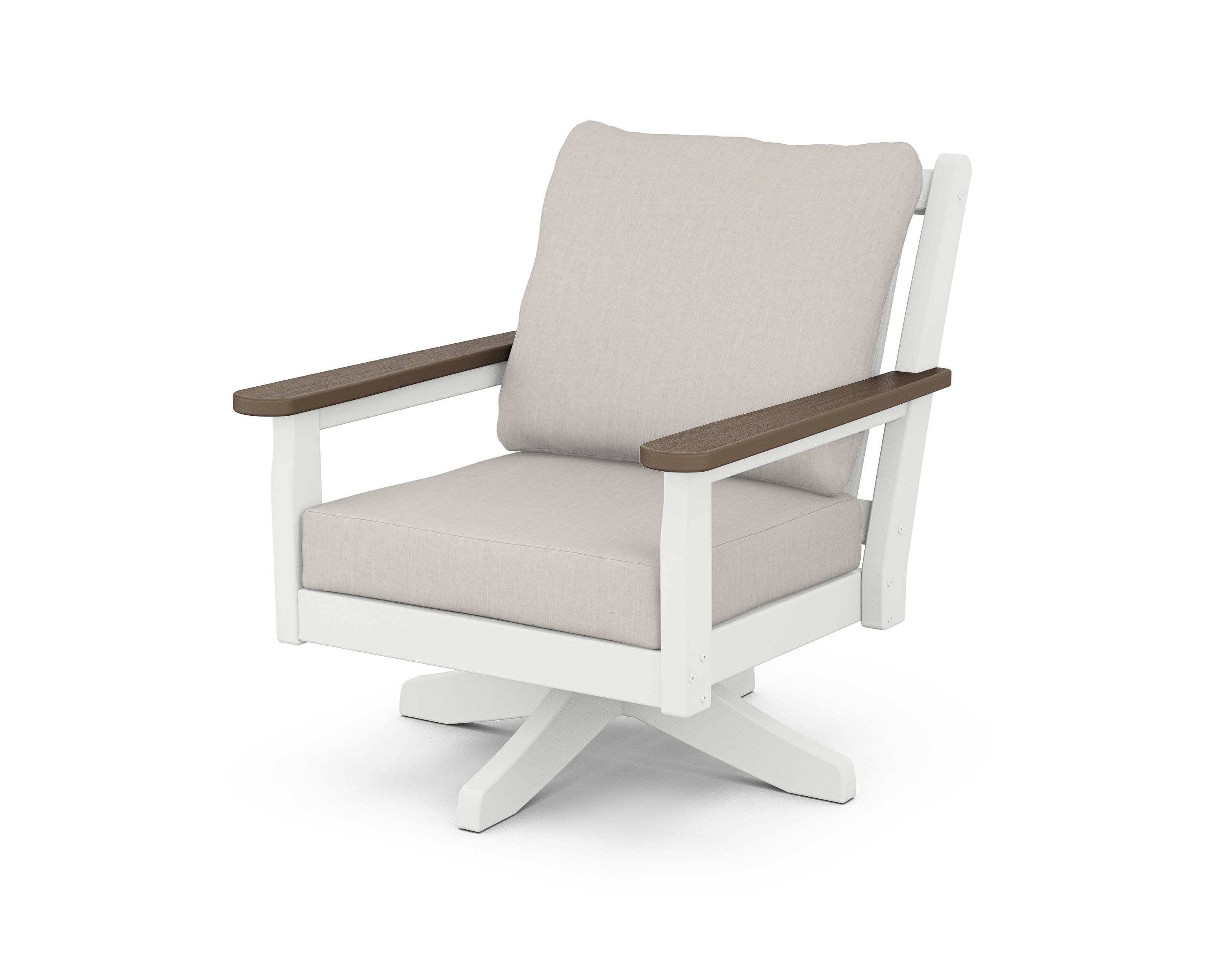 Chippendale Deep Seating Swivel Chair in White / Kona / Cast Ash