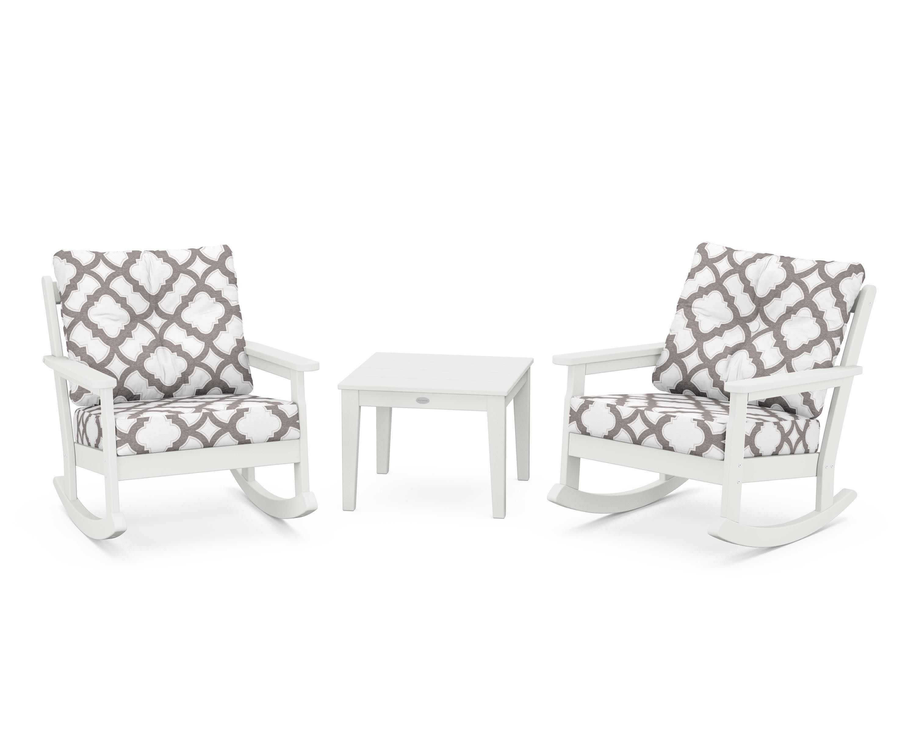 Vineyard 3-Piece Deep Seating Rocker Set in Vintage White / Trellis Grey Mist