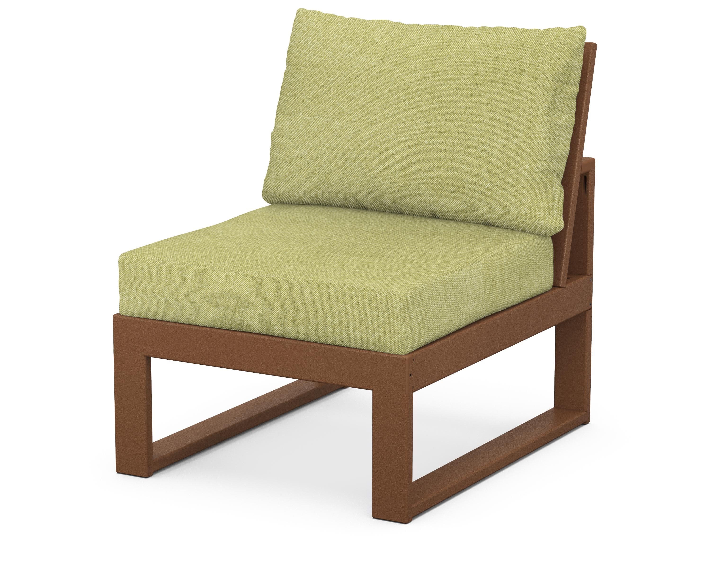 Modular Armless Chair in Teak / Chartreuse Boucle