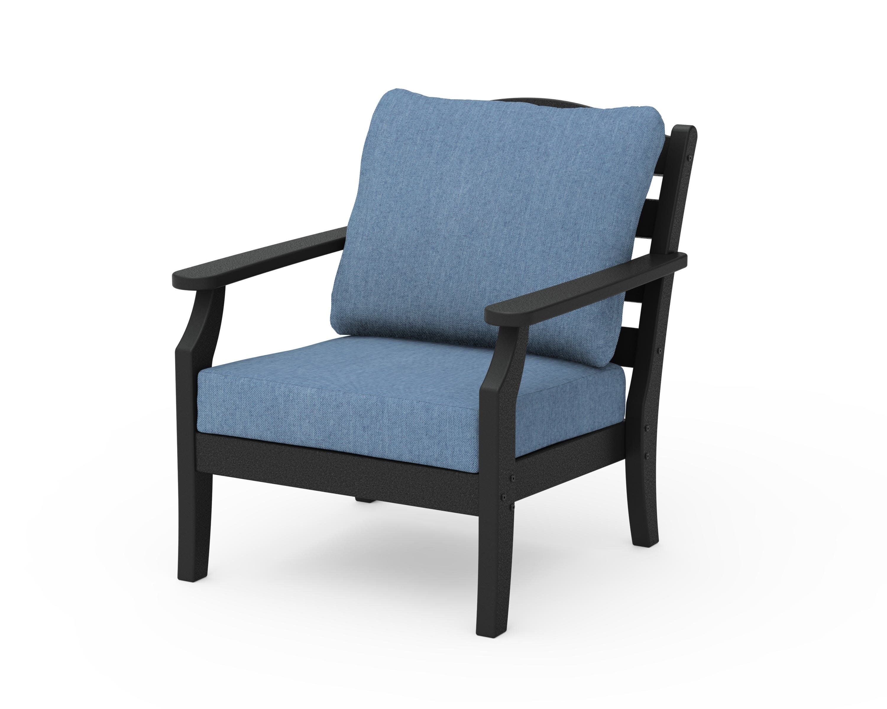 Savannah Deep Seating Chair in Black / Sky Blue