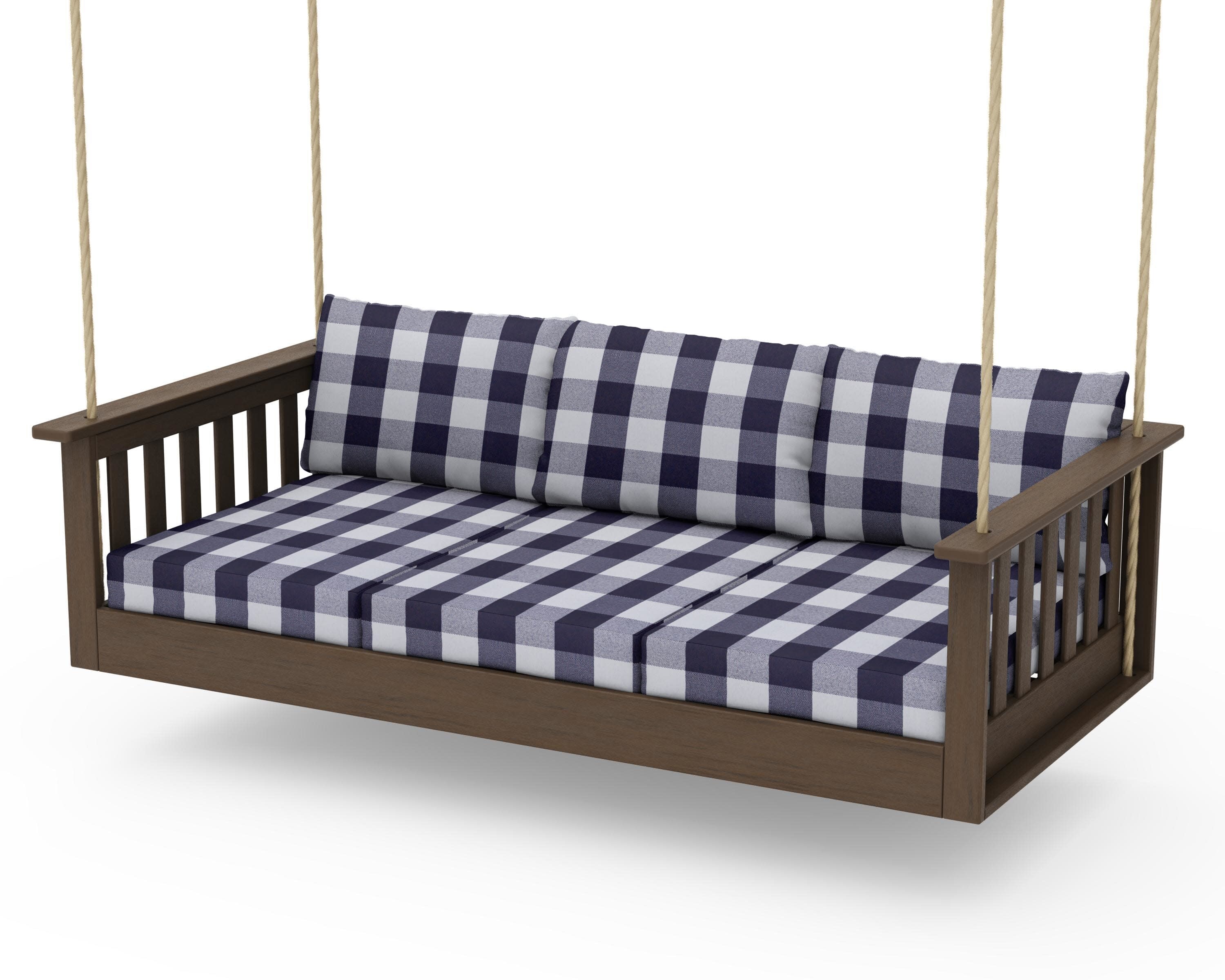 Vineyard Daybed Swing in Kona / Buffalo Plaid Navy