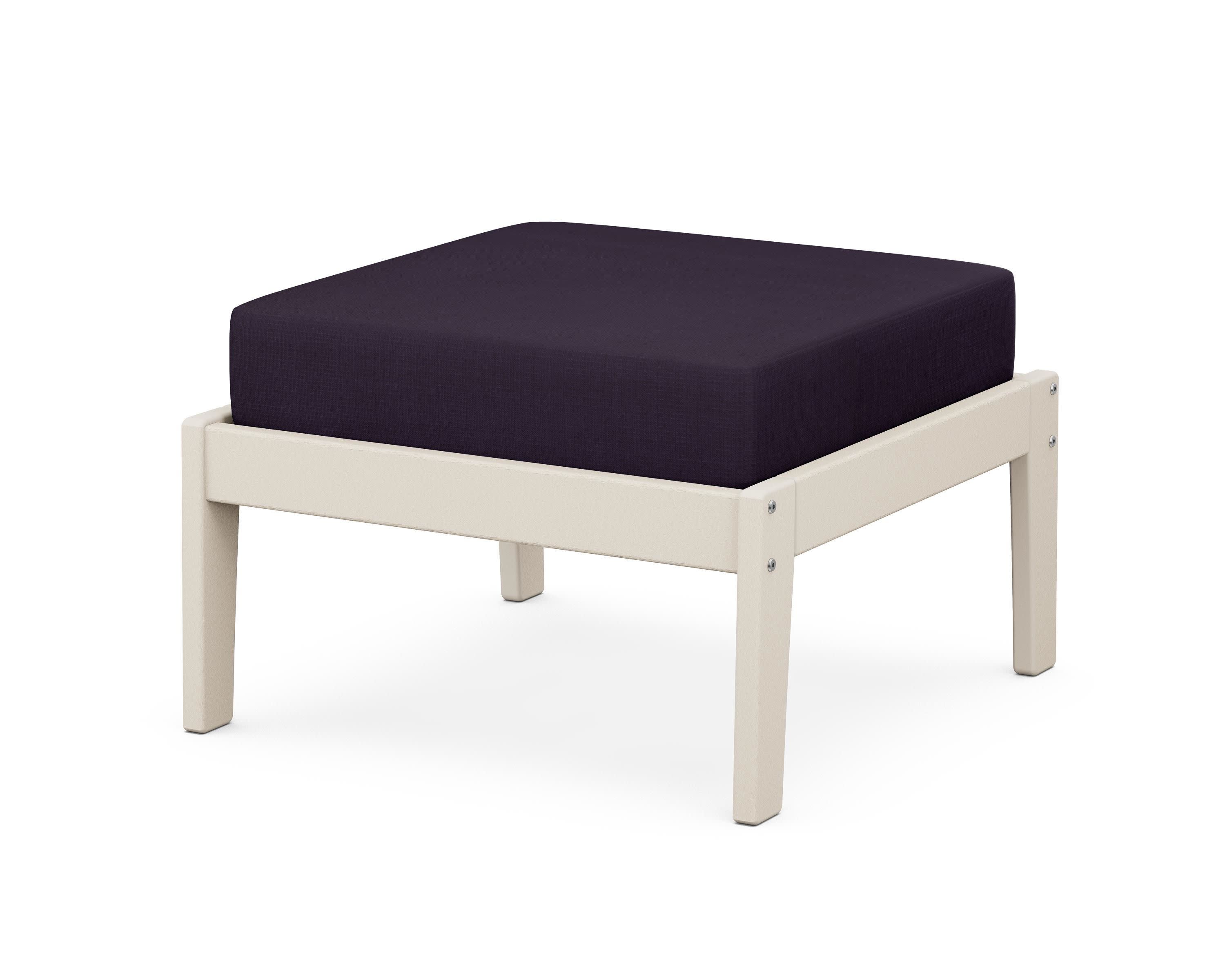 Deep Seating Ottoman in Sand / Navy Linen