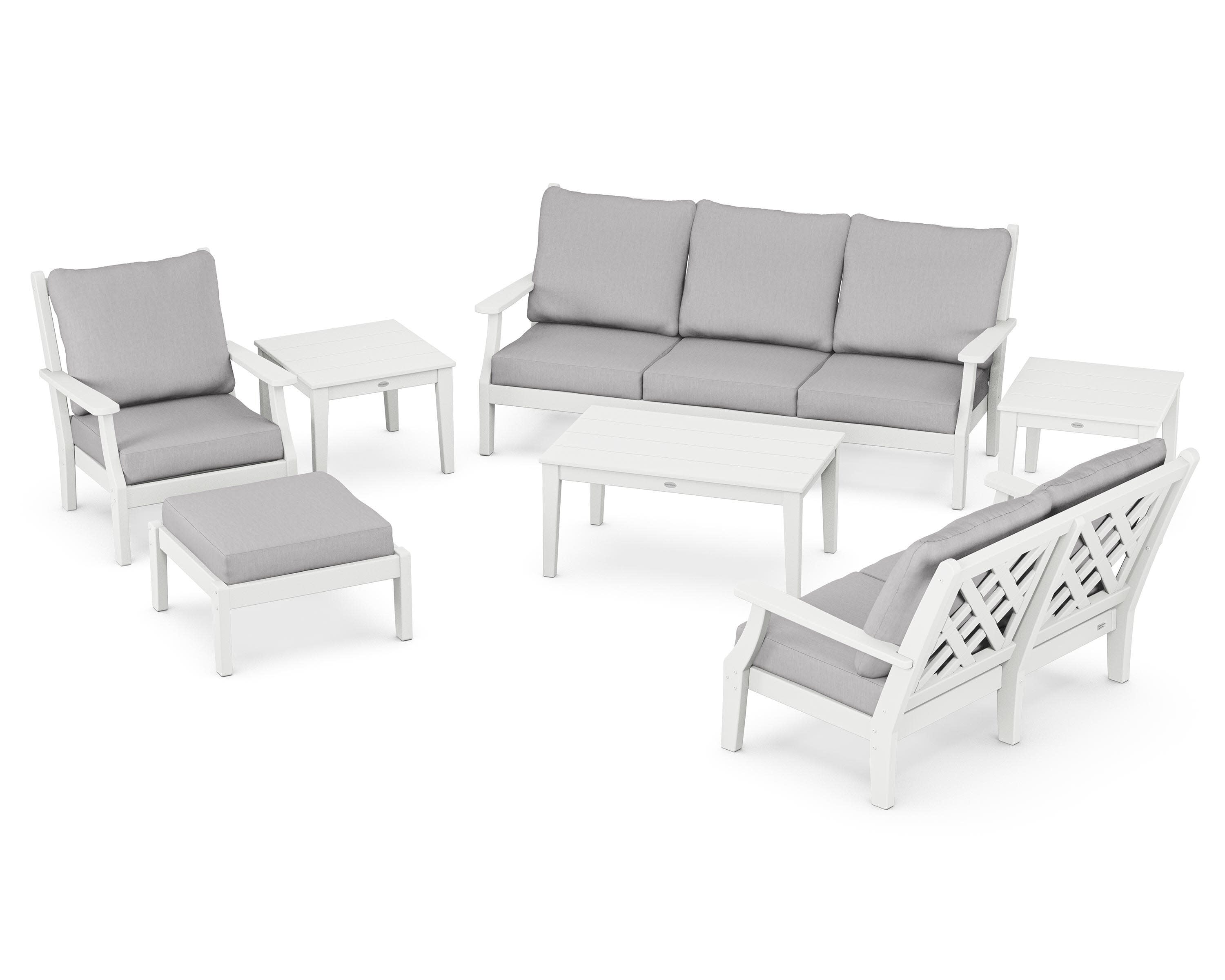 Wovendale 7-Piece Deep Seating Set in White / Granite