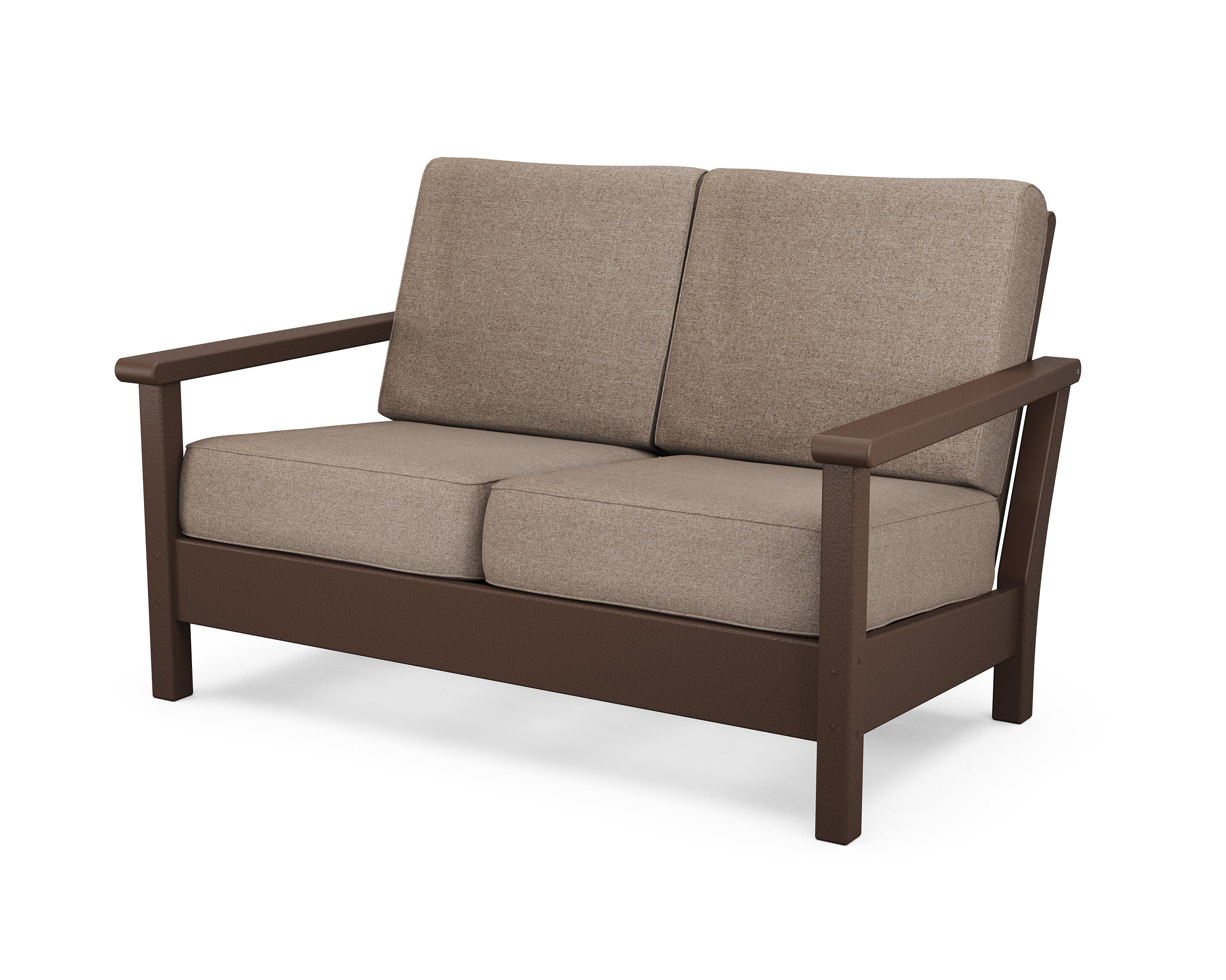 Harbour Deep Seating Loveseat in Mahogany / Spiced Burlap