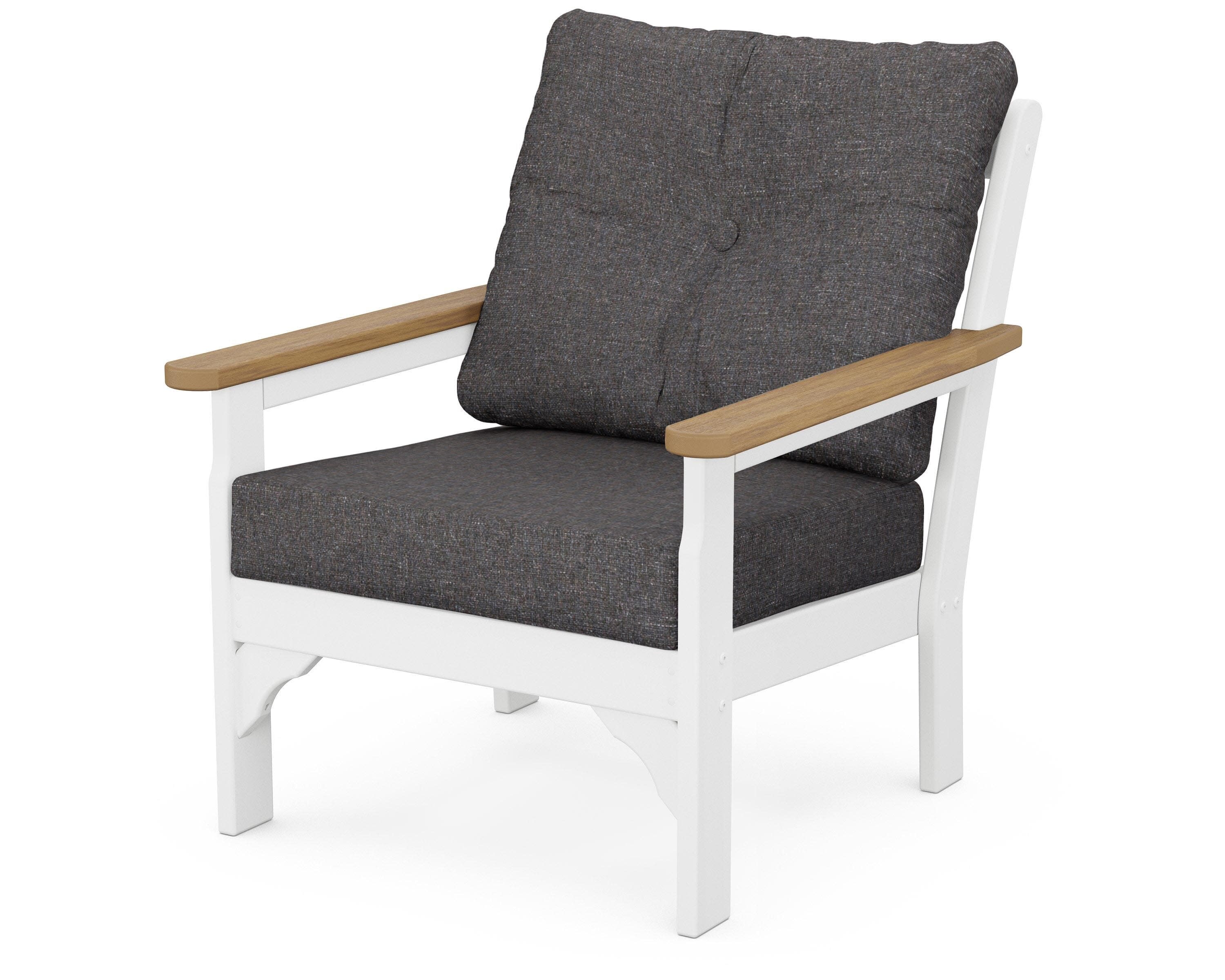 Vineyard Deep Seating Chair in White / Natural / Ash Charcoal