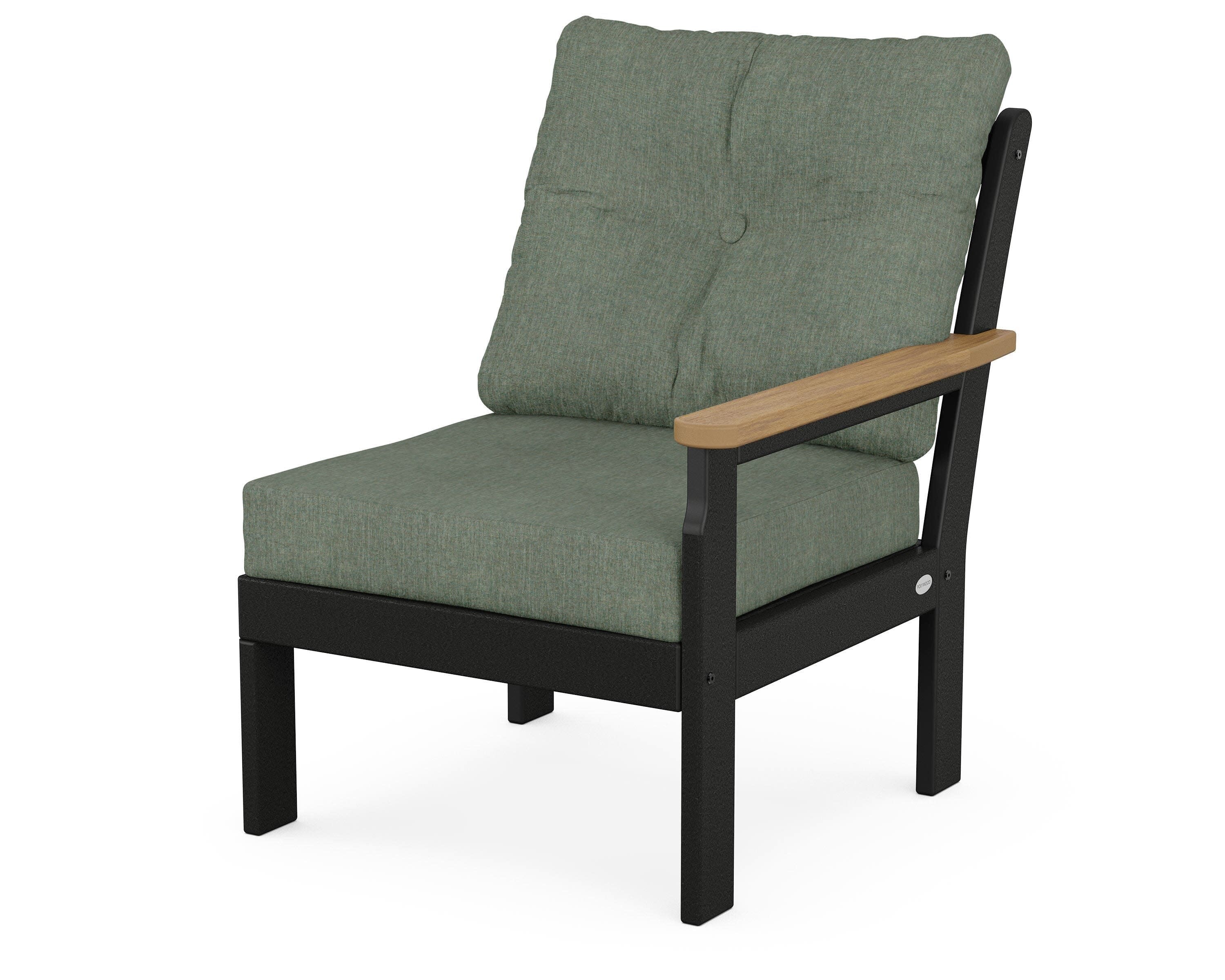 Vineyard Modular Right Arm Chair in Black / Natural / Cast Sage