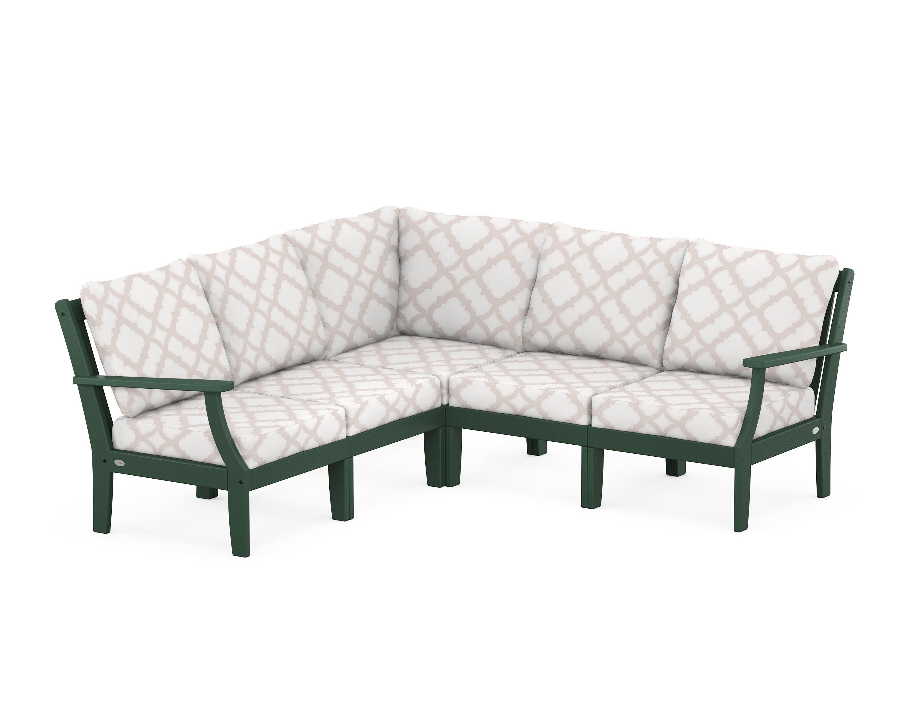 Braxton Modular 5-Piece Deep Seating Set in Green / Trellis Dune Burlap